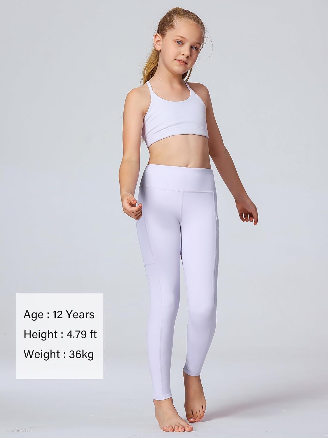 Stelle Girls Leggings with Pockets Kids Dance Yoga Running Athletic Pants(Lavender (2 Side Pocket))