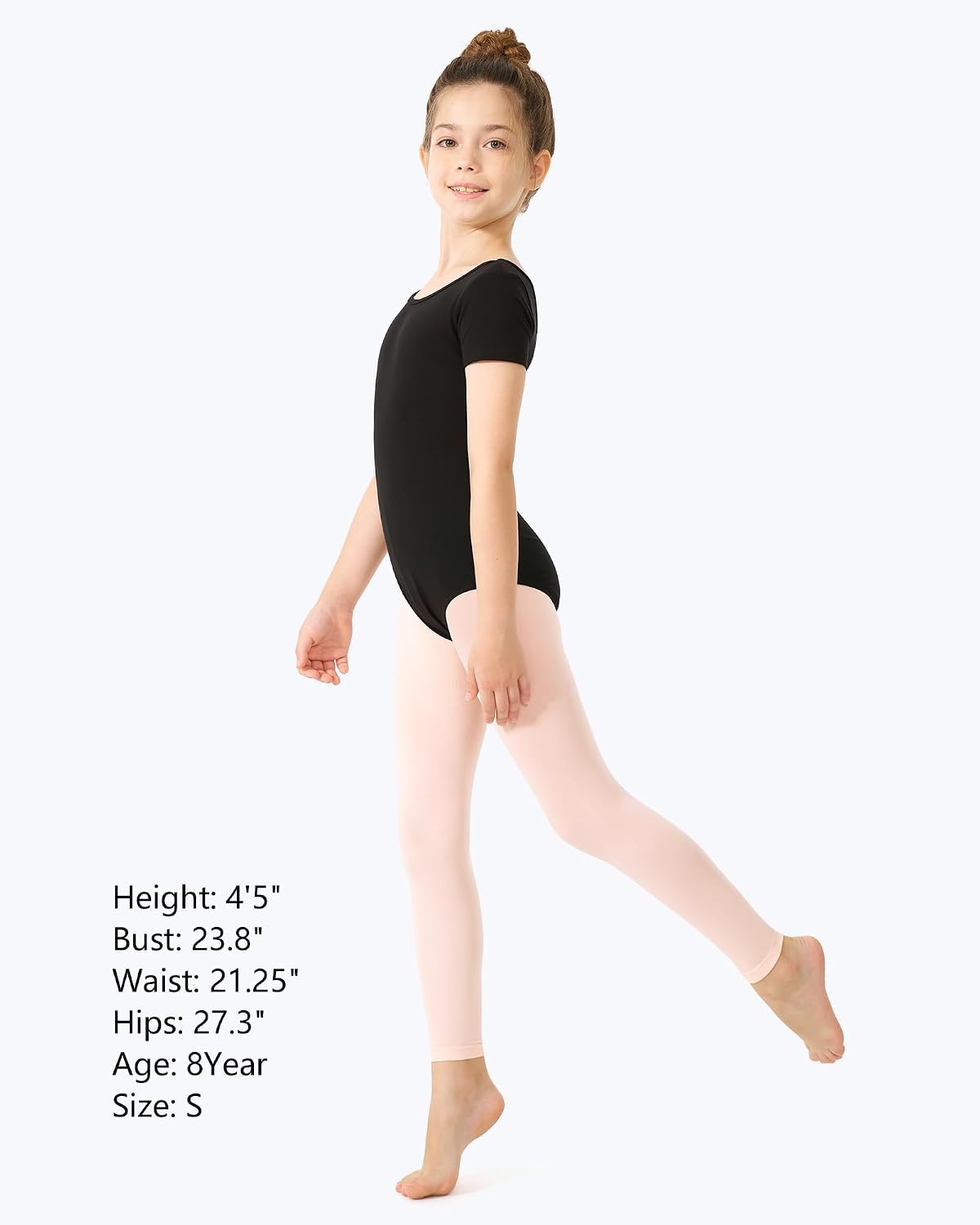 Stelle Girls’ Footless Ballet Tights for Dance Class Toddler Kids 2T-15Y | High Waist, Stretch, Opaque Coverage, Soft Stockings, Teen & Youth Pantyhose, Ballerina, Gymnastics, Performance, Recital(Ballet Pink+tan)