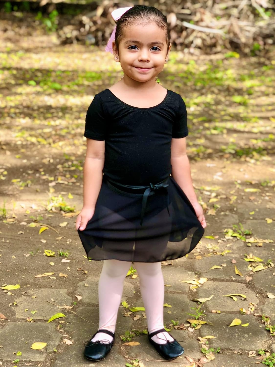 Stelle Ballet Leotards for Girls Toddler Dance Dress Outfit Combo with Skirt and Tights (Toddler/Little Kid/Big Kid)(1-black)