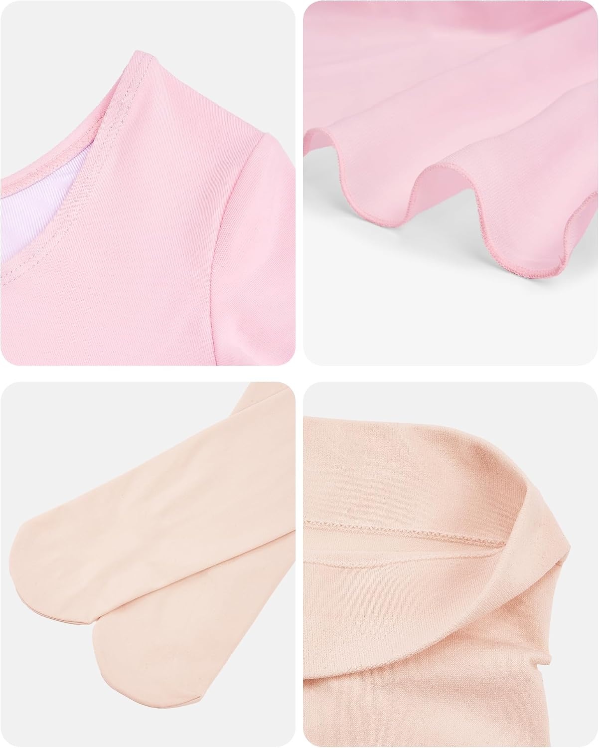 Stelle Girls Long Sleeve Leotard Dress with Footed Tights for Ballet/Dance(Ballet Pink)
