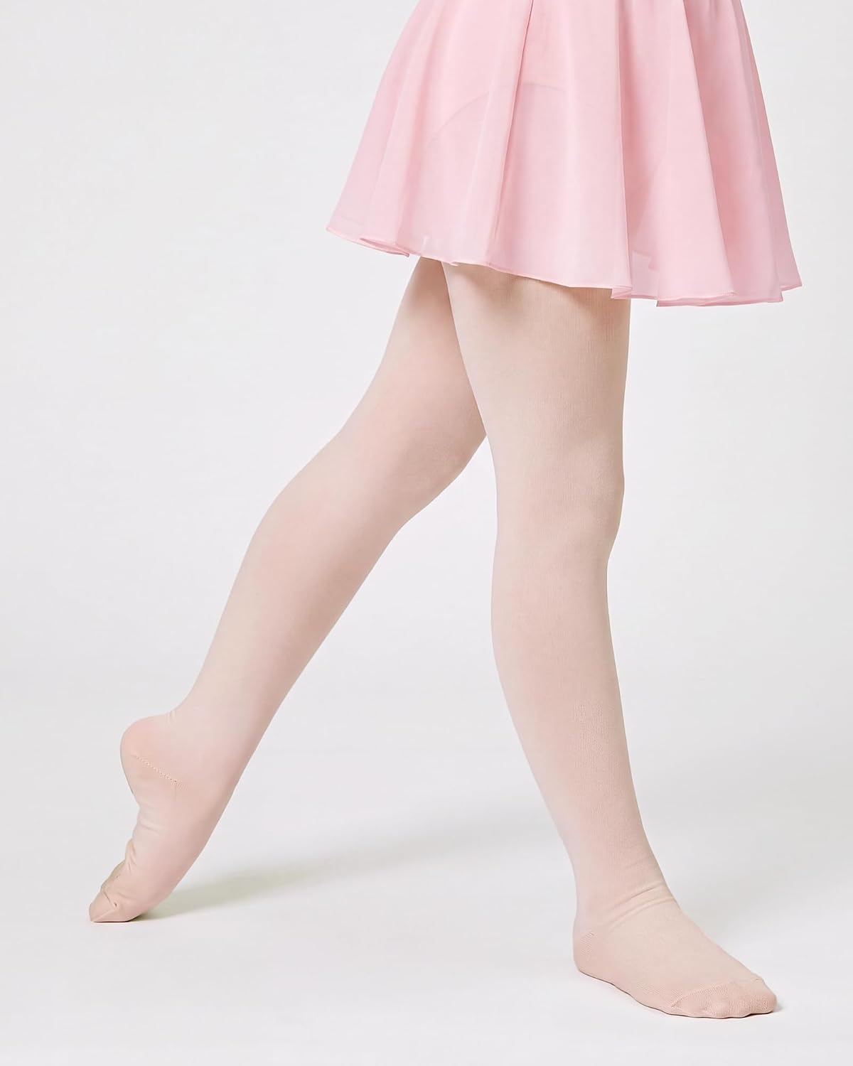 Stelle Girls Long Sleeve Leotard Dress with Footed Tights for Ballet/Dance(Ballet Pink)
