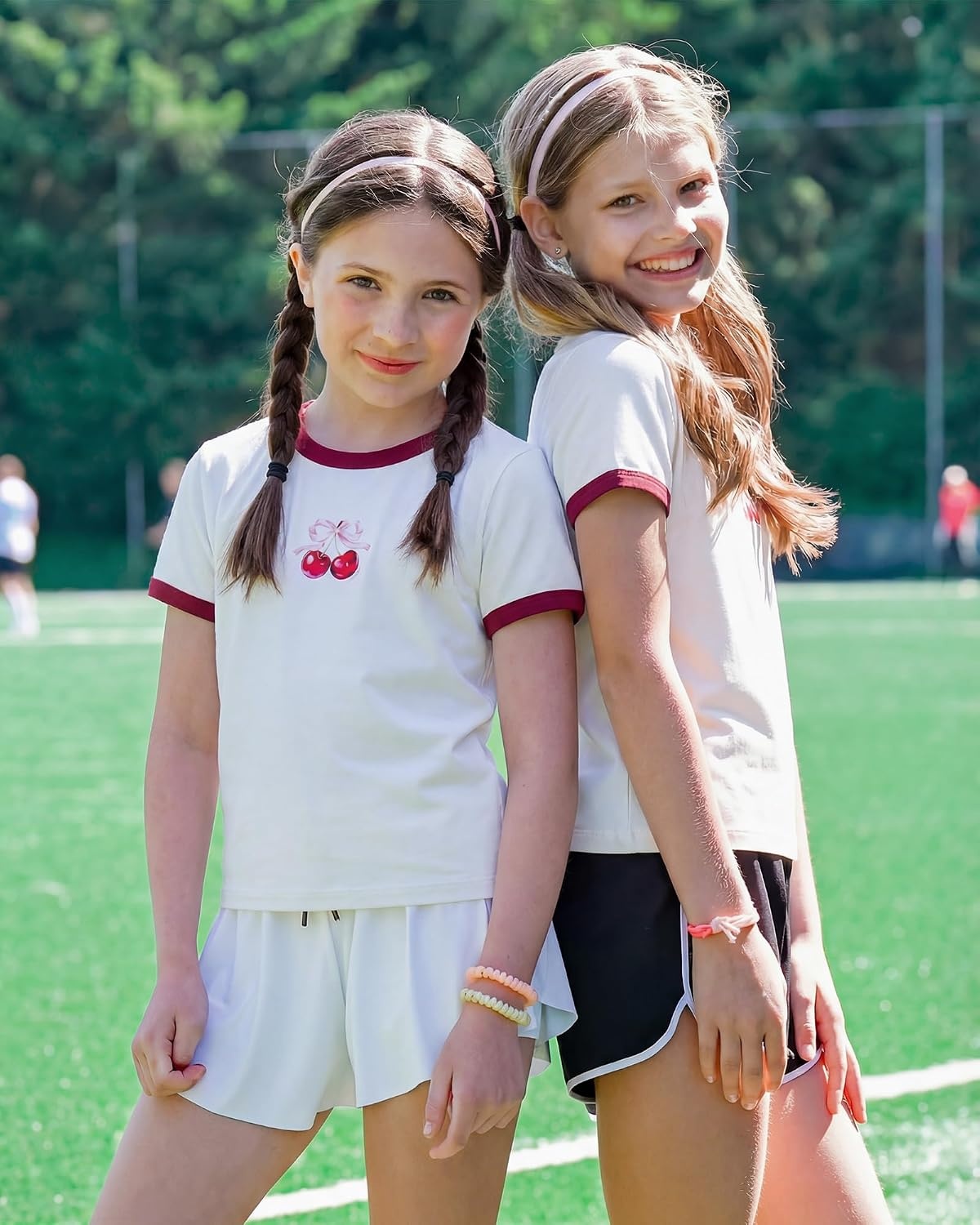 Stelle Girls Retro Graphic T Shirt Soft Stretch Crewneck for School | Lightweight, Breathable, Soft, Stretchy, Cherry graphic, Relaxed fit, School, Play, Sports, Everyday wear, Vintage style(Cherry|white)