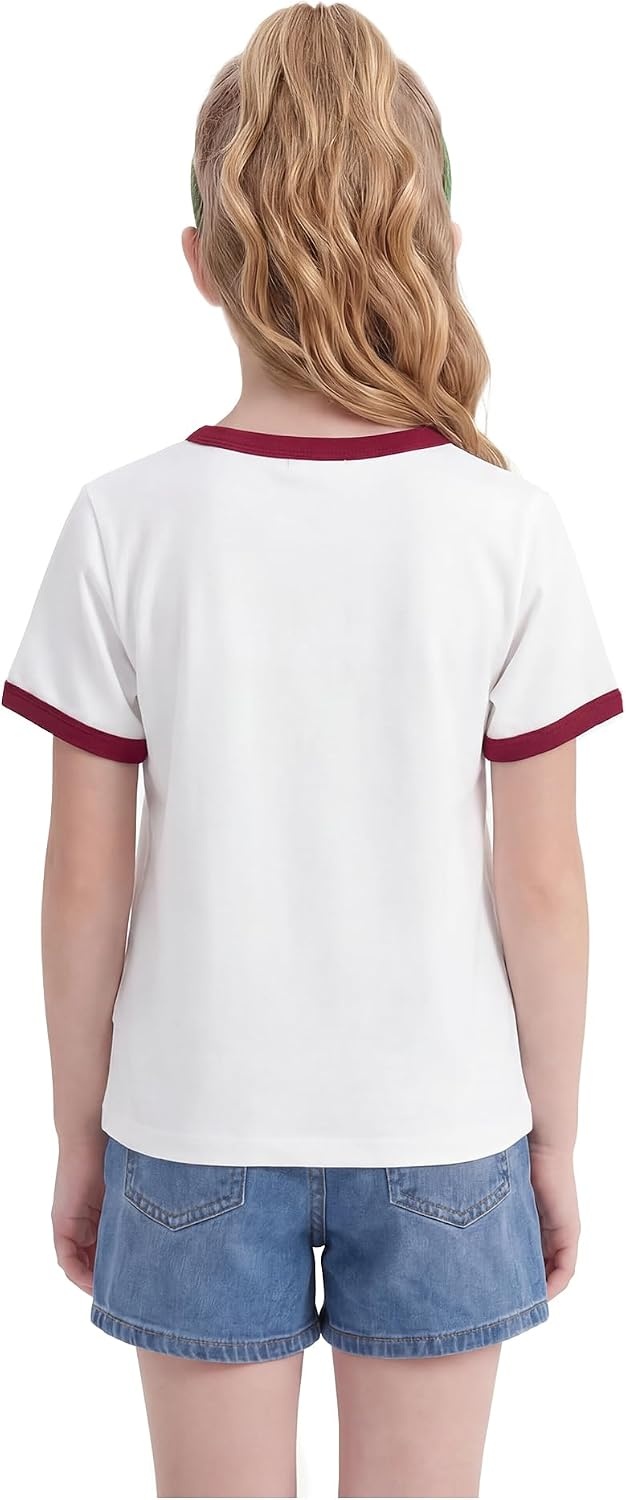 Stelle Girls Retro Graphic T Shirt Soft Stretch Crewneck for School | Lightweight, Breathable, Soft, Stretchy, Cherry graphic, Relaxed fit, School, Play, Sports, Everyday wear, Vintage style(Cherry|white)