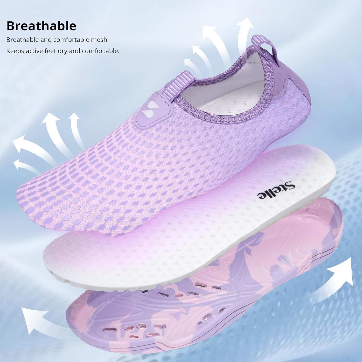 Stelle Water Shoes for Women Men Barefoot Quick Dry Aqua Socks for Swim Beach River Pool Surf Yoga Shower(Lilac)