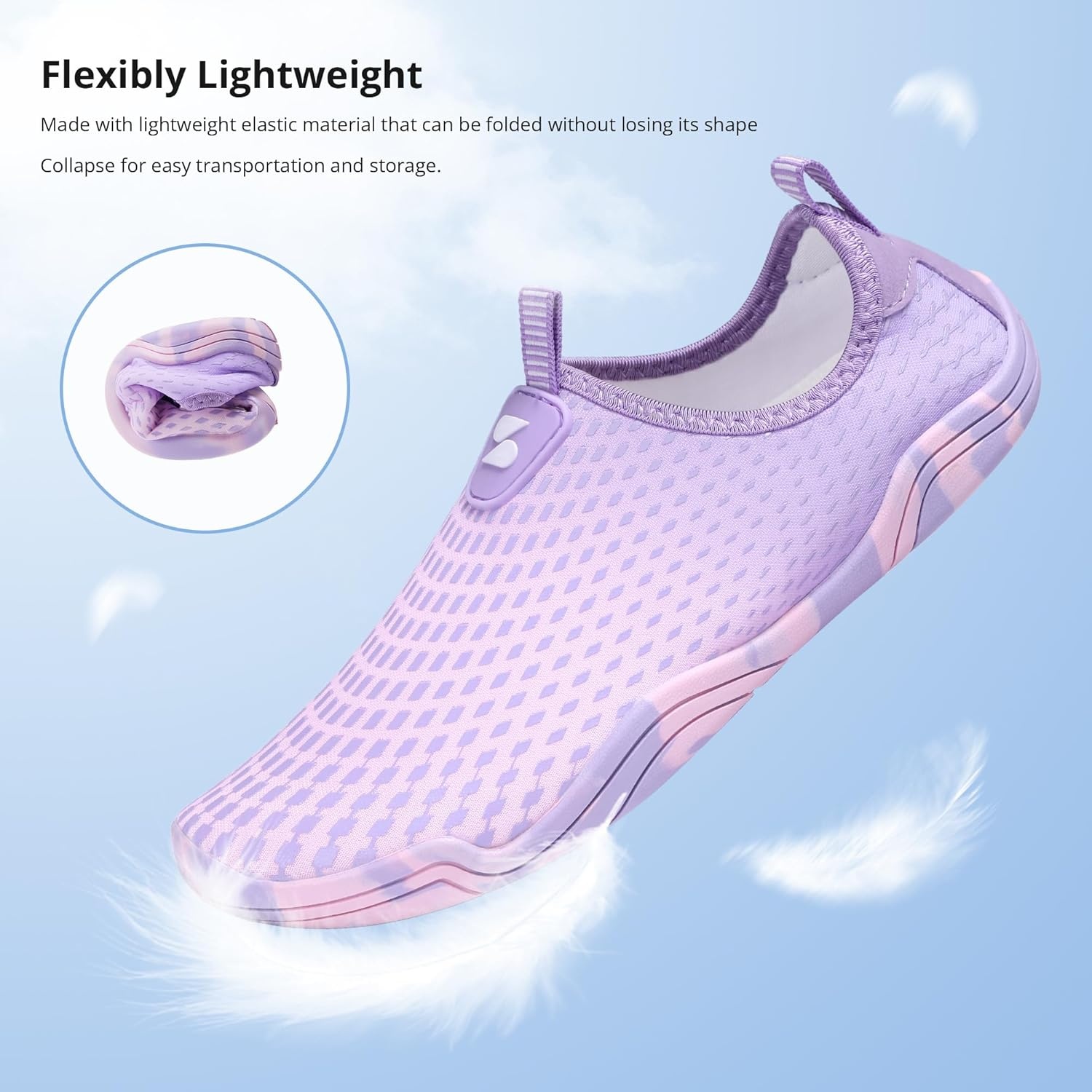 Stelle Water Shoes for Women Men Barefoot Quick Dry Aqua Socks for Swim Beach River Pool Surf Yoga Shower(Lilac)