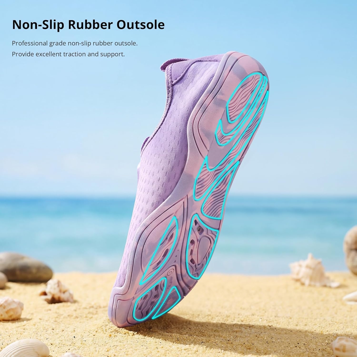 Stelle Water Shoes for Women Men Barefoot Quick Dry Aqua Socks for Swim Beach River Pool Surf Yoga Shower(Lilac)