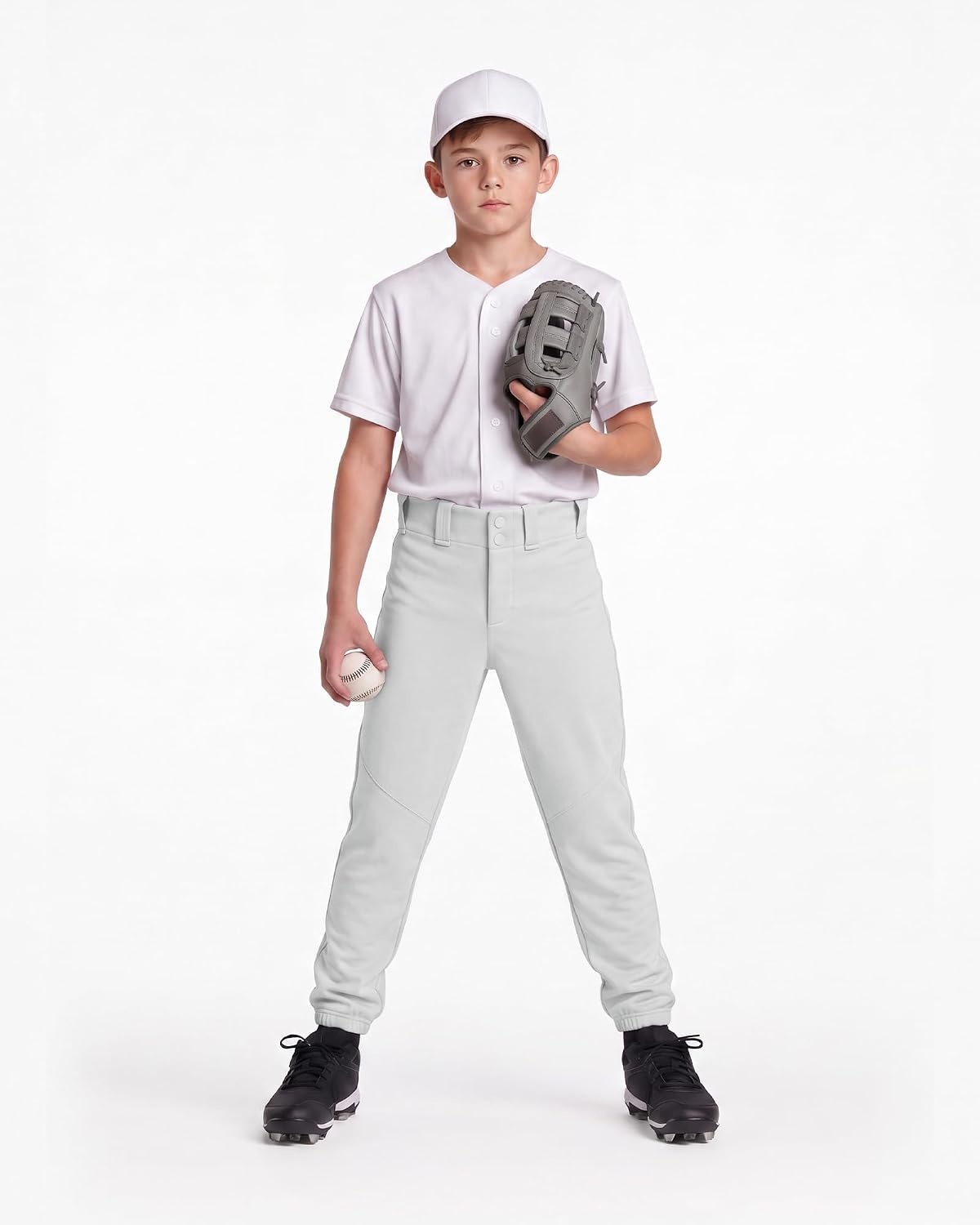 Stelle Boys Baseball Pants Youth with Pockets Kids Tee Ball(Light Grey)
