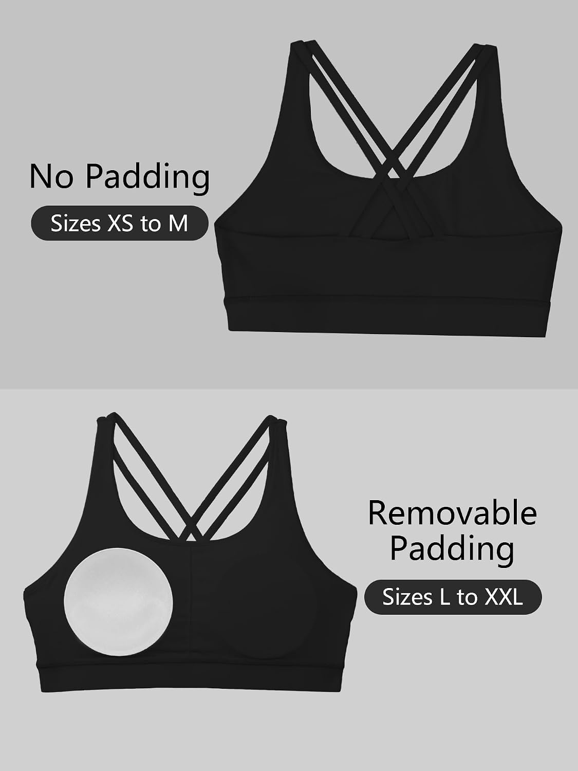 Stelle Girls Sports Bra Cross Back Training Bras for Dance Yoga 6Y-15Y | Moisture-wicking Fabric, Soft Stretch Support, Removable Pads, Ballet, Cheer, Running, Active Comfort(Black)