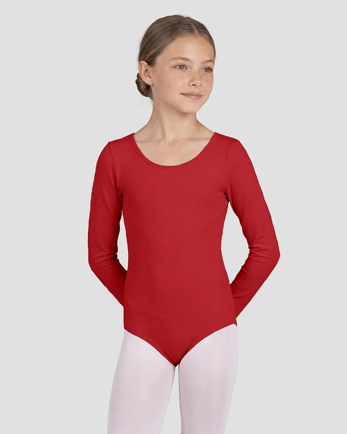 Stelle Ballet Leotards for Girls Long Sleeve Gymnastics Outfits 2-14Y(Red)
