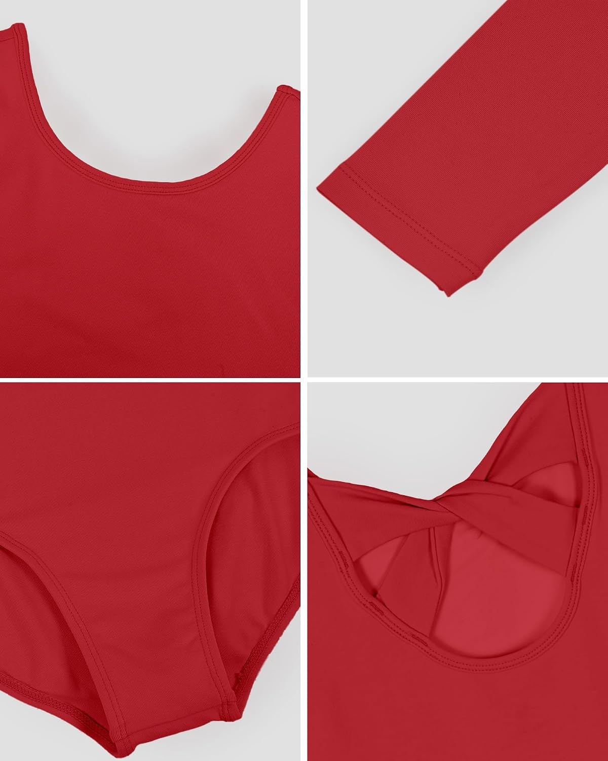 Stelle Ballet Leotards for Girls Long Sleeve Gymnastics Outfits 2-14Y(Red)