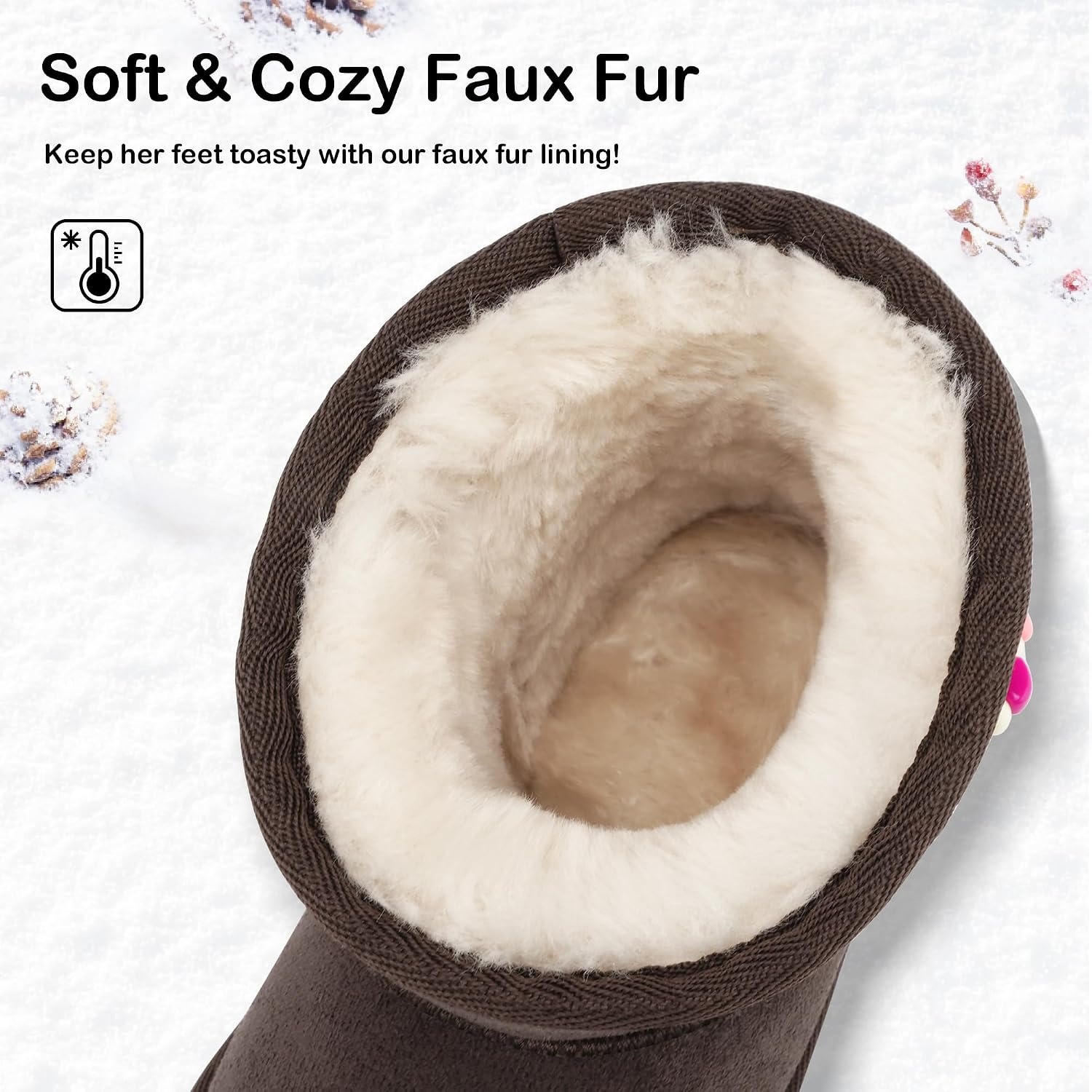 Stelle Girls Winter Boots Warm Fur Lined Snow Boots(Espresso)