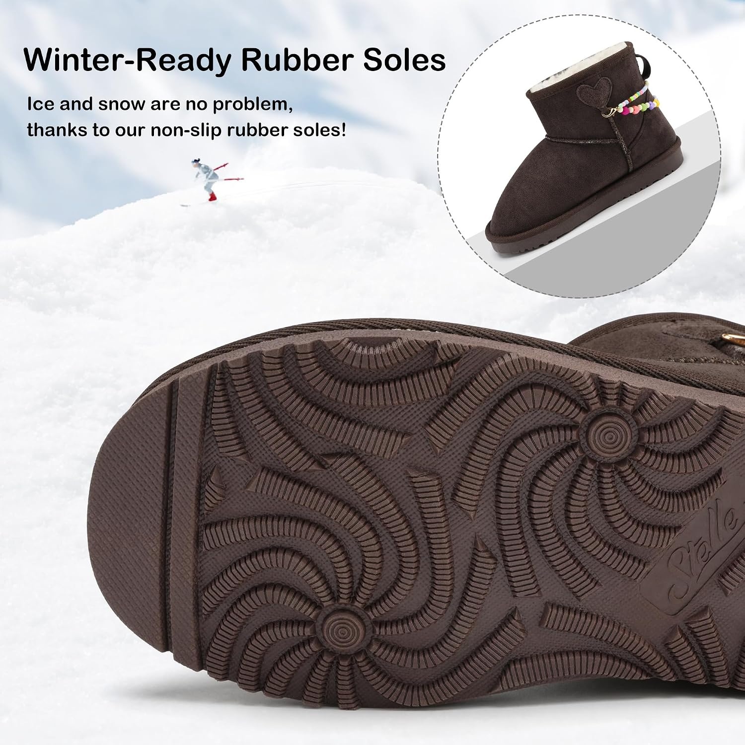 Stelle Girls Winter Boots Warm Fur Lined Snow Boots(Espresso)