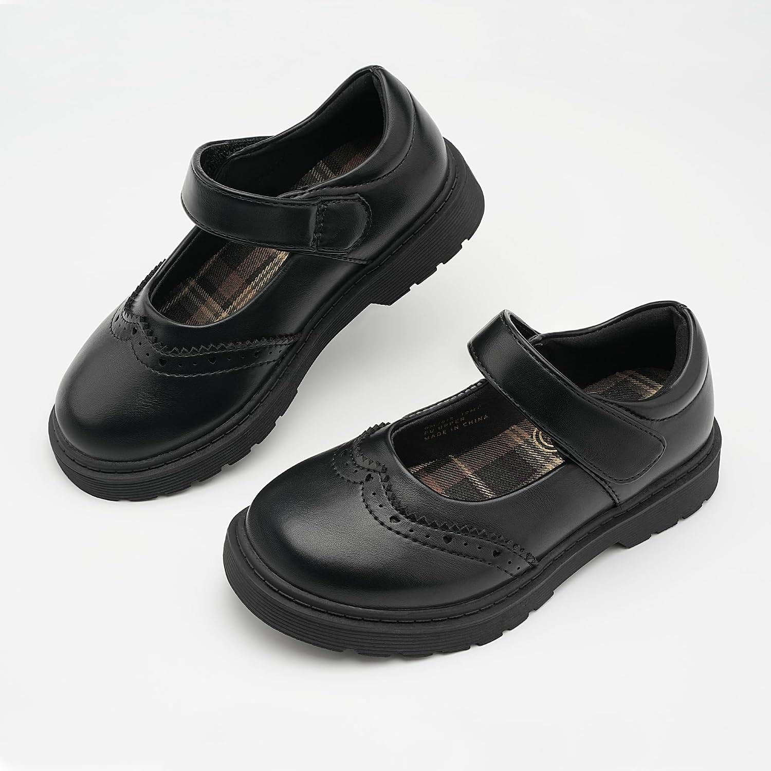 Stelle Girls School Shoes Chunky Oxford Mary Jane Flats(Black)