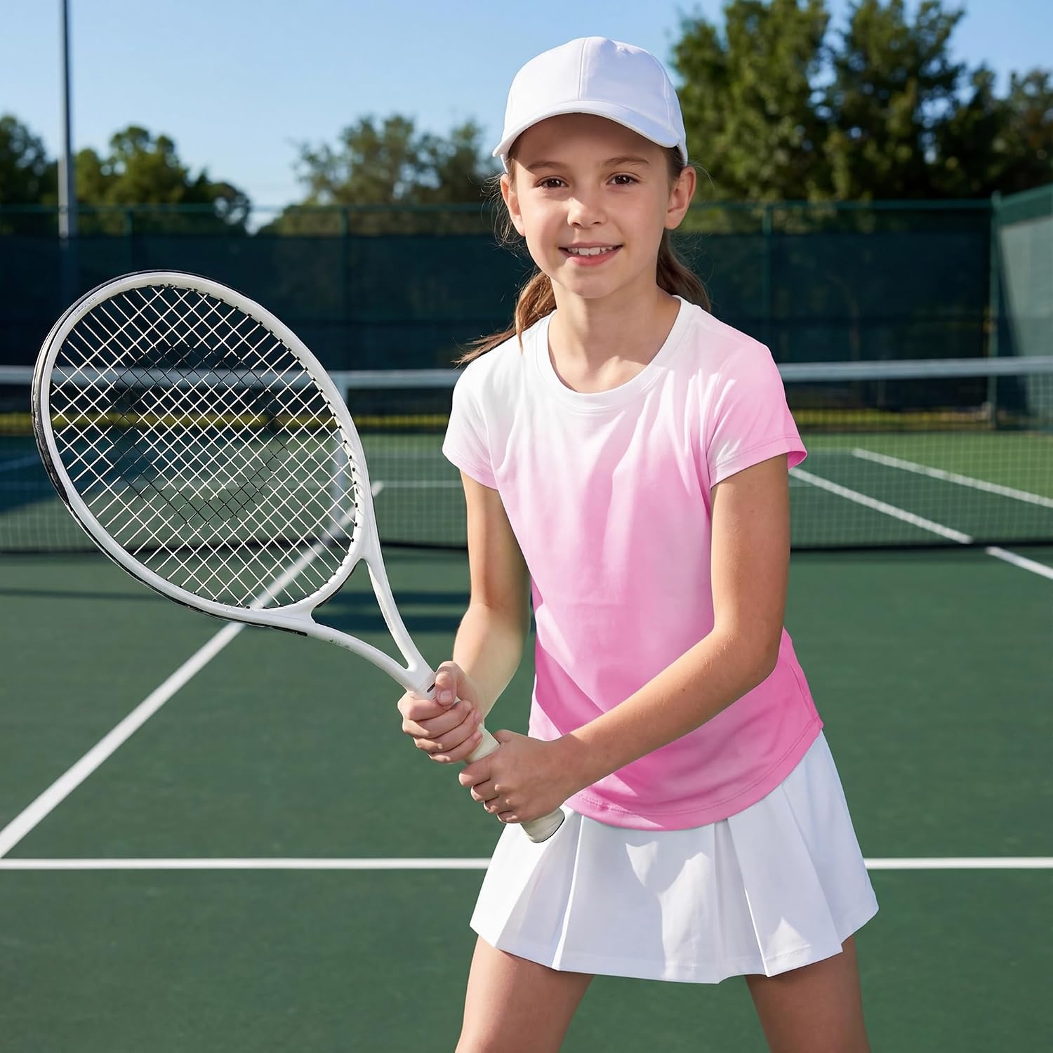 Stelle Girls Athletic Shirts Short Sleeve Running Dry Fit Tops Kids Teens(Rose Petal)