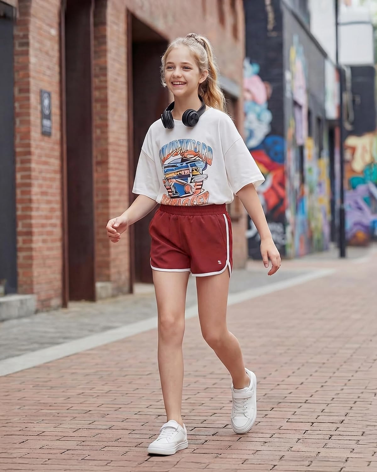 Stelle Girls Athletic Shorts with Pockets Quick Dry Running Shorts Gymnastics Basketball Short for Teen Kids(Crimson)