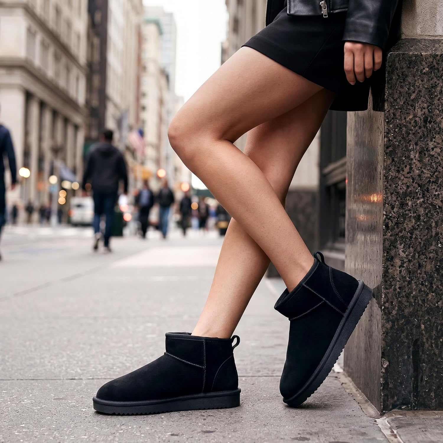 Stelle Winter Boots for Women Warm Ankle Snow Boots(Black)