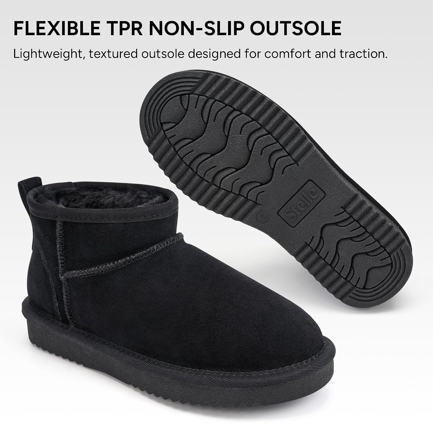 Stelle Winter Boots for Women Warm Ankle Snow Boots(Black)