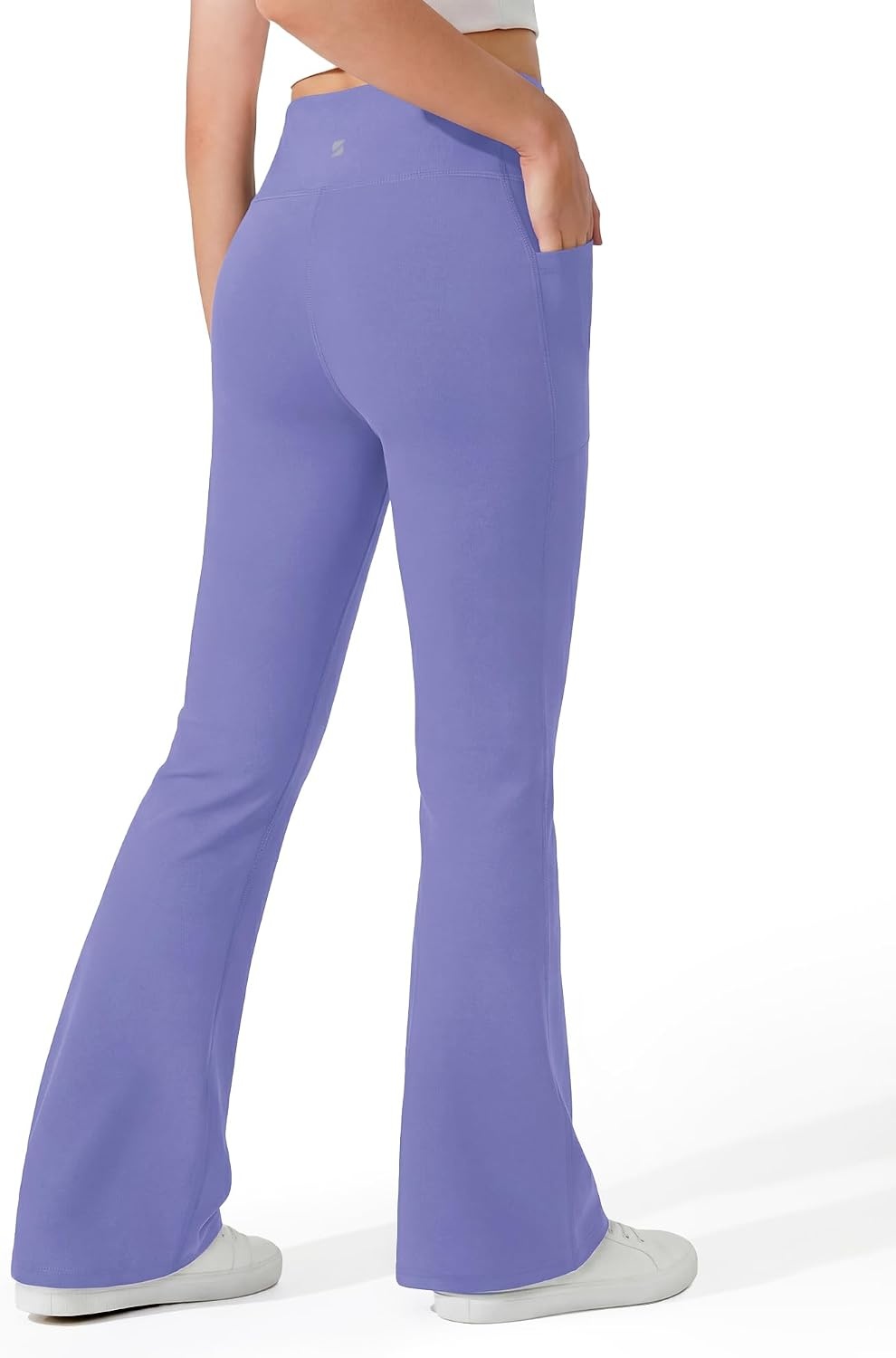 Stelle Girls Flare Leggings High Waisted Bootcut Yoga Pants with Pockets(Periwinkle)