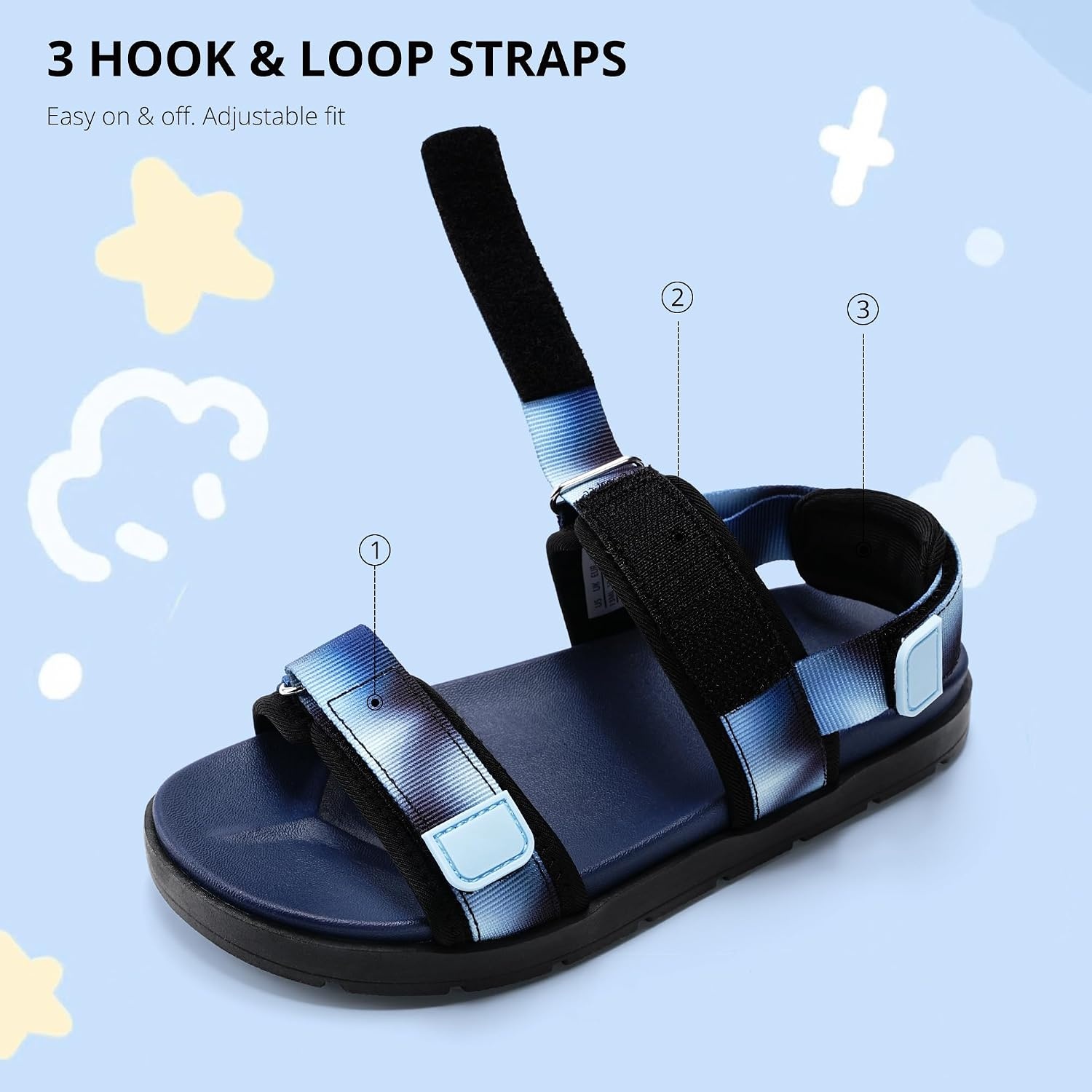 Stelle Girls Summer Casual Open-Toe Flat Toddler Kids Sandals(Blue Ombre)