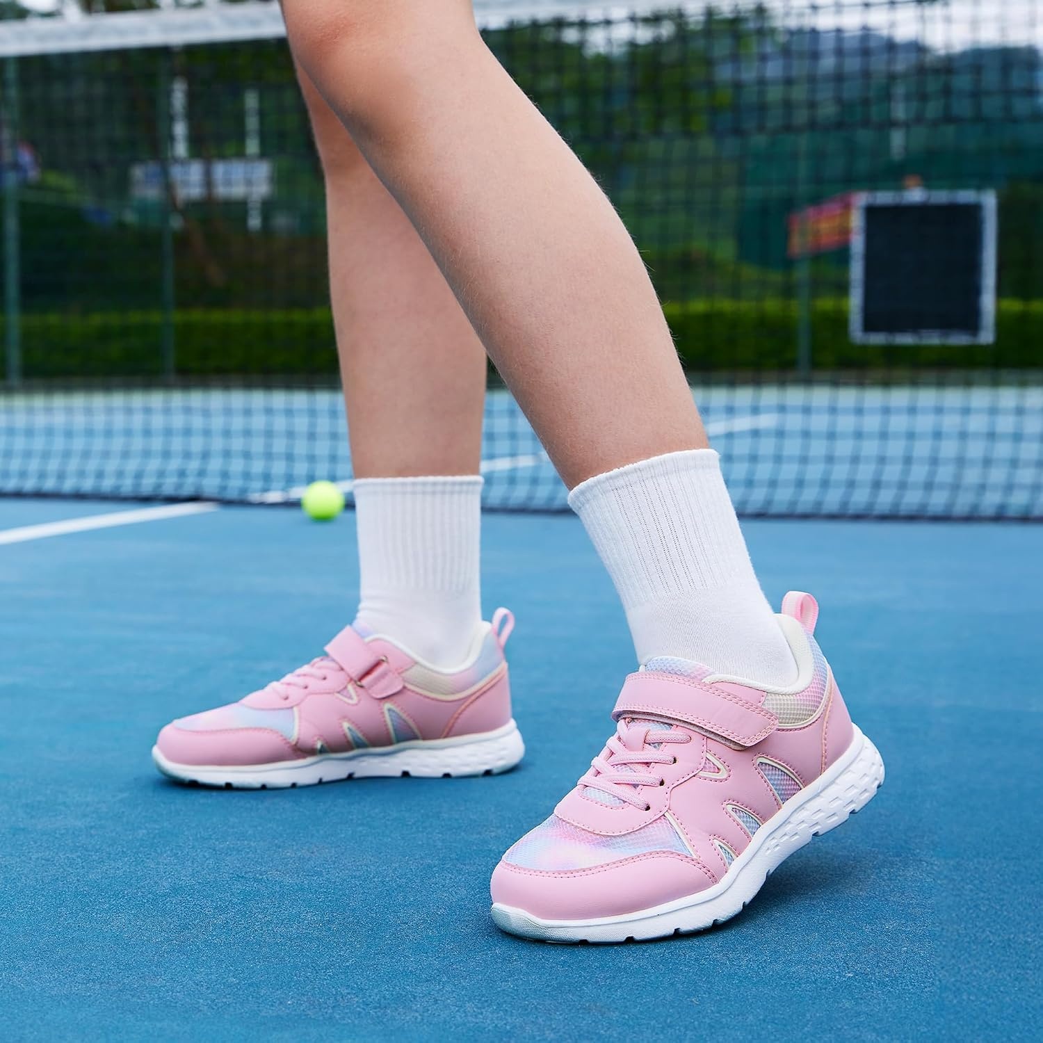 Stelle Tennis Shoes for Girls Kids Sneakers | Non-Slip Sole Lightweight Breathable Athletic Sports Running Shoes for Toddler/Little Kid/Big Kid(Tie Dye Marshmallow)