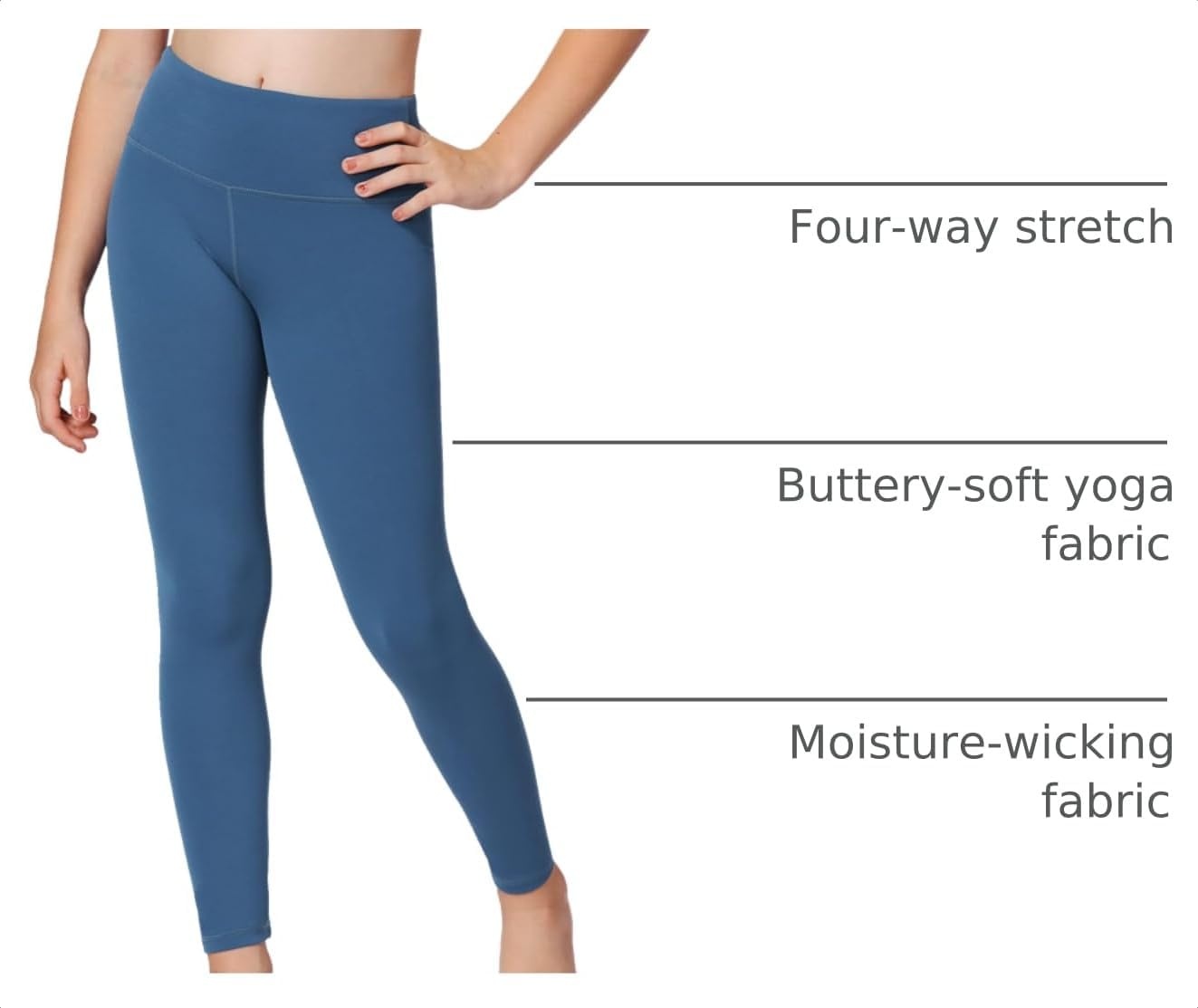 Stelle Girls Leggings with Hidden Pocket for Kids Dance Yoga Athletic Pants | High-rise waistband,Soft 4-way stretch,Moisture-wicking,Non see-through for dance,gymnastics,yoga,running and daily wear(Atlantic Blue)