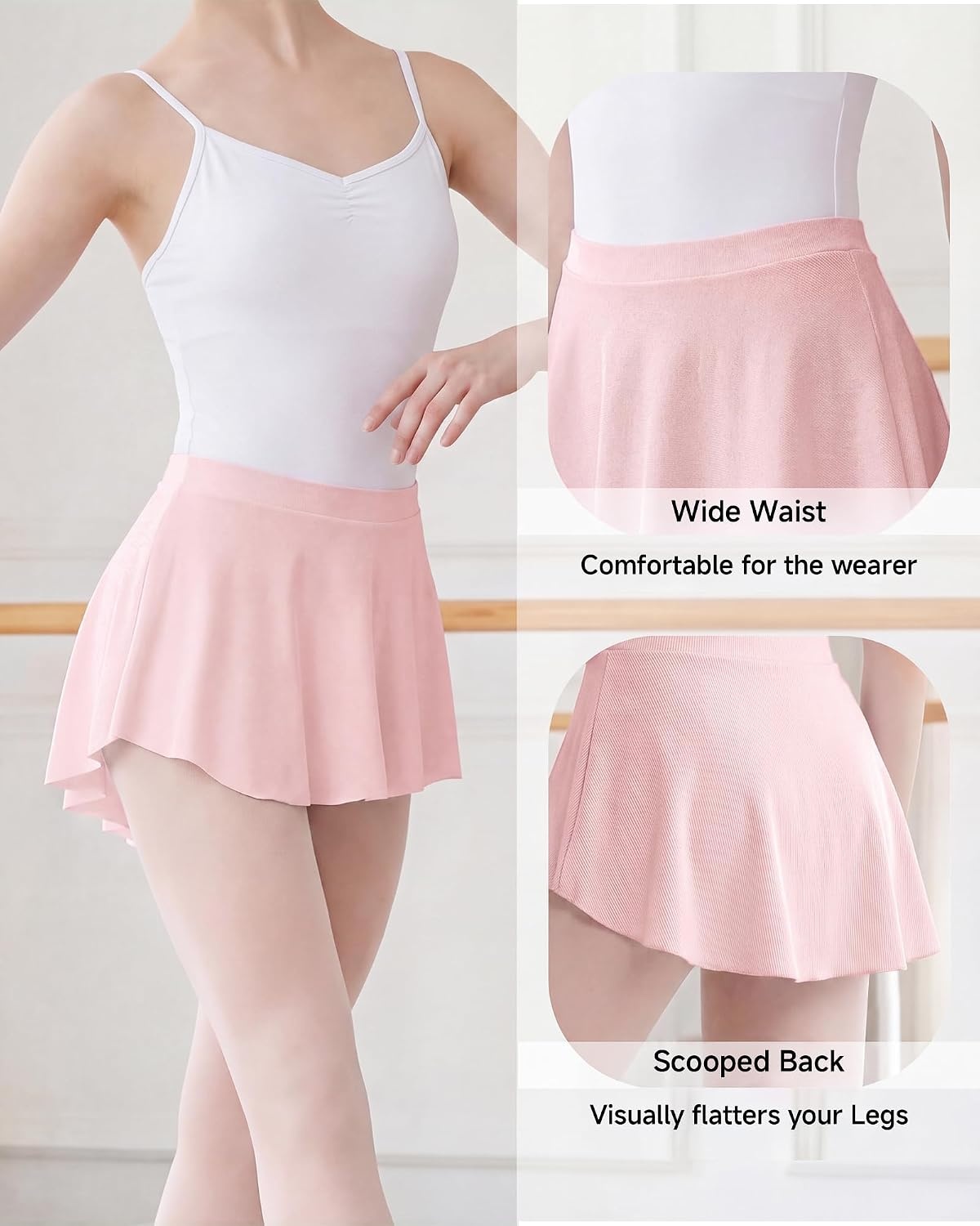 Stelle Ballet Skirt Women Pull On Dance Wrap Skirts Adult Ballerina Outfit(Pink)