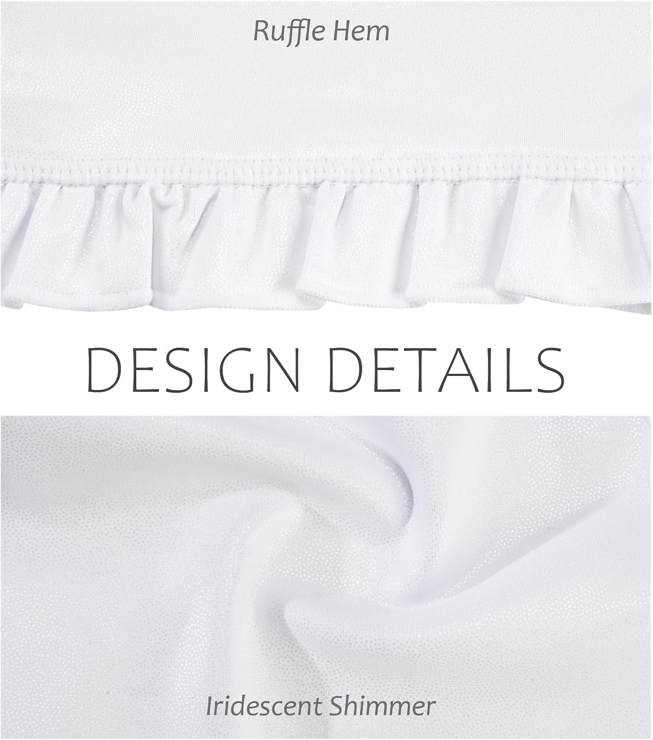 Stelle Girls Dance Shorts Metallic Gymnastics Ruffle Short 6-15 Years | Sparkly Shiny, Stretchy, Comfortable, Cheer, Dancewear, Athletic, Birthday Party, Kids, Youth, Volleyball(White)