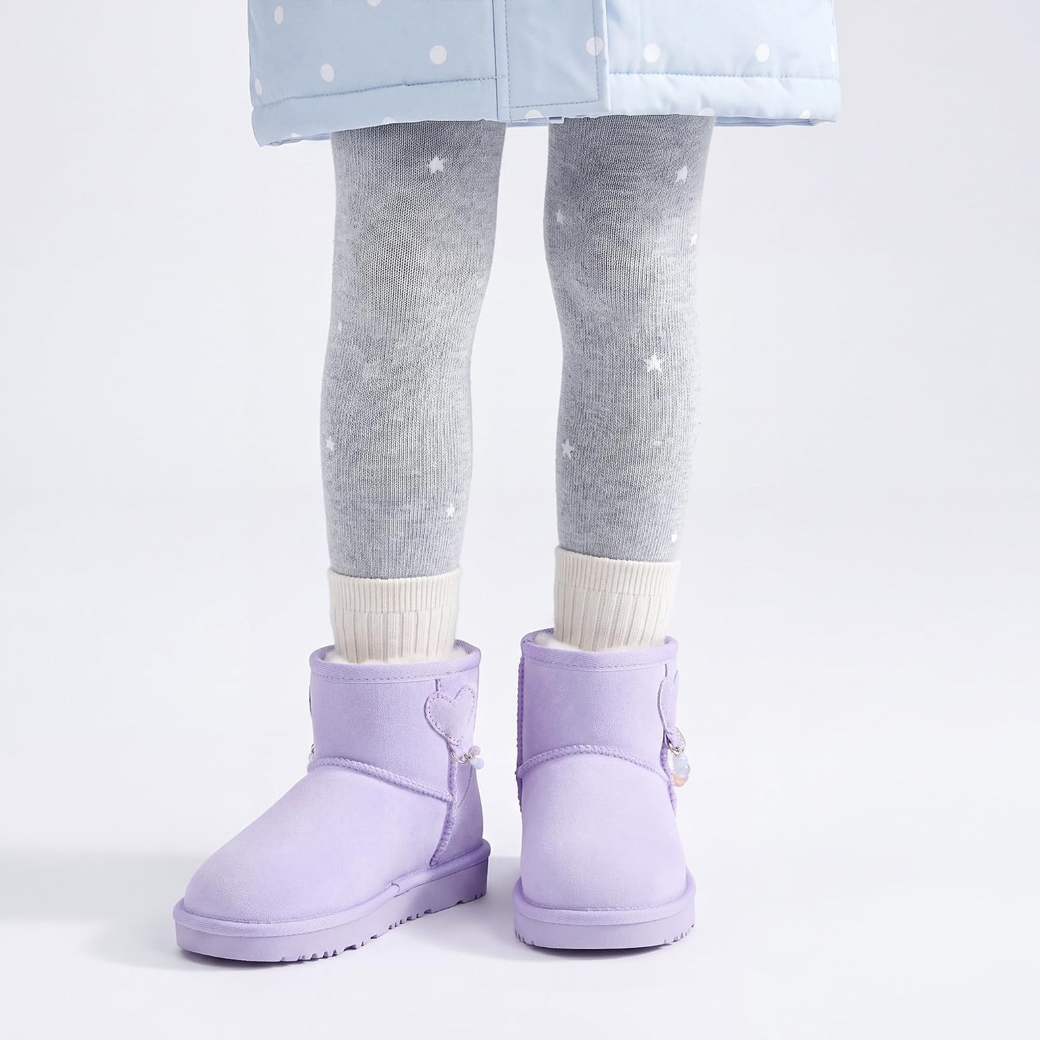 Stelle Girls Winter Boots Warm Fur Lined Snow Boots(Lavender)