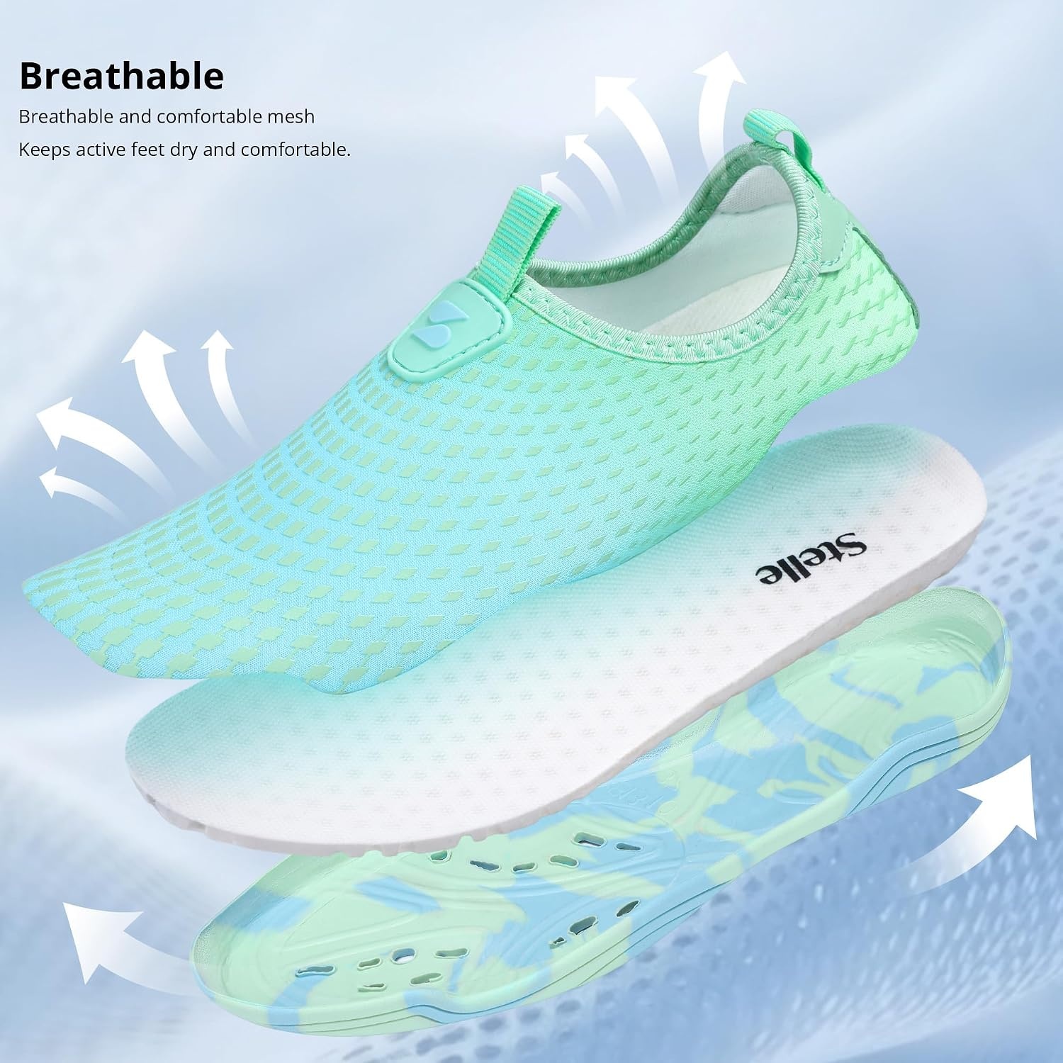 Stelle Water Shoes for Women Men Barefoot Quick Dry Aqua Socks for Swim Beach River Pool Surf Yoga Shower(Seafoam Pop)