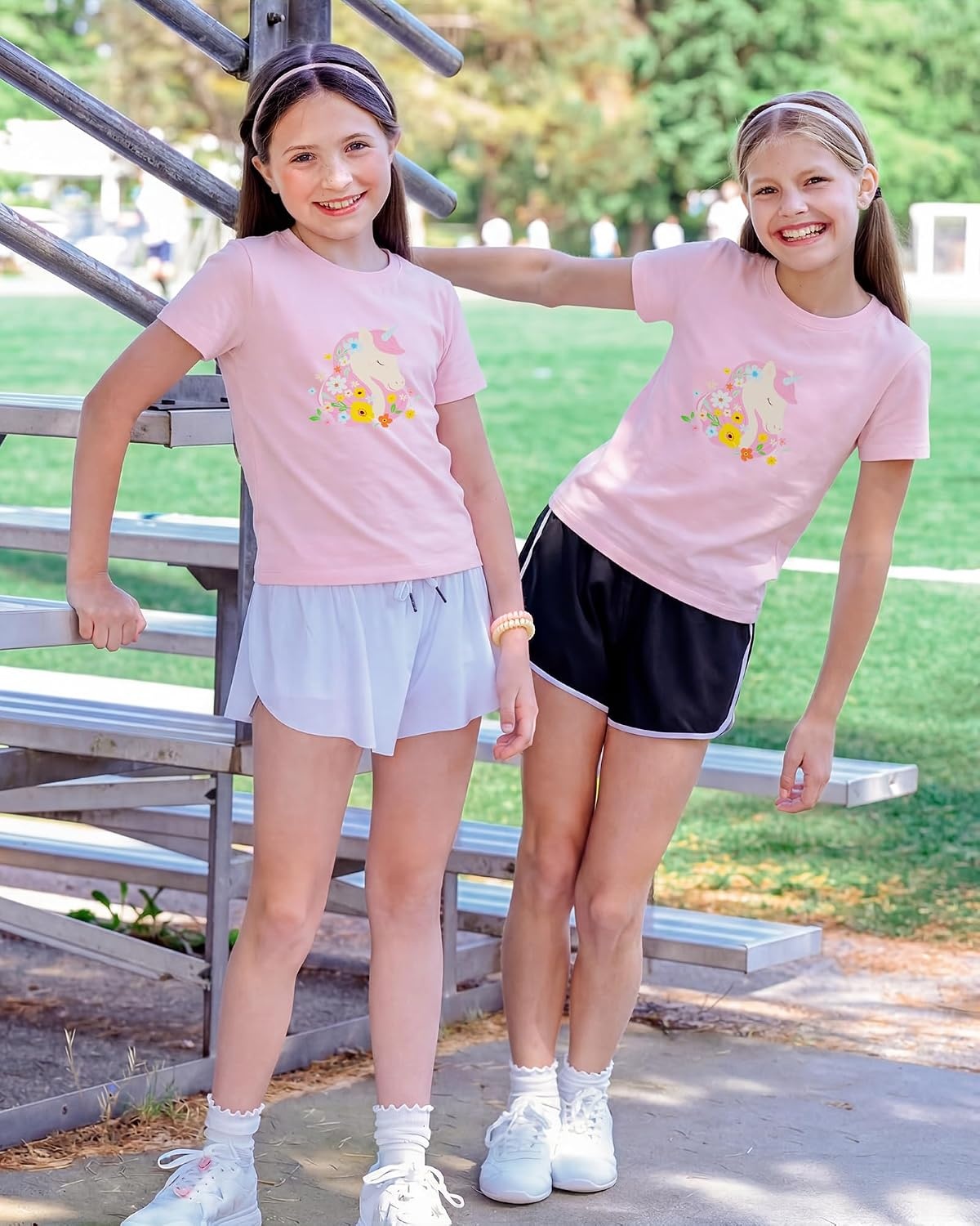 Stelle Girls Graphic T Shirt Cotton Crewneck Short Sleeve Casual Tee | Classic fit, Short sleeve, Soft cotton blend, Breathable, Stretch, Graphic print, School, Playdates, Vacation, Girls tshirt(Lilac Unicorn|pink)