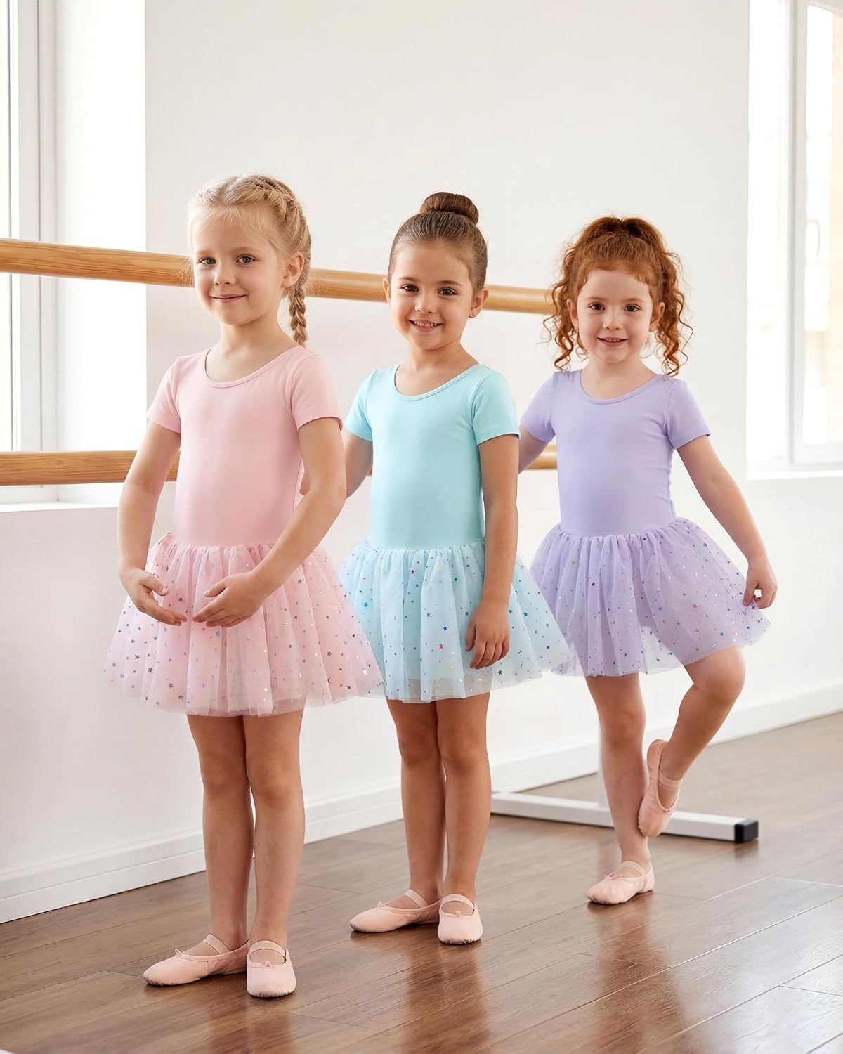 Stelle Girls Dance Leotards with Sequin Tutu Dress Ballet Leotards Gymnastic Ballerina Costume Toddler Ballet Outfit(Blue)