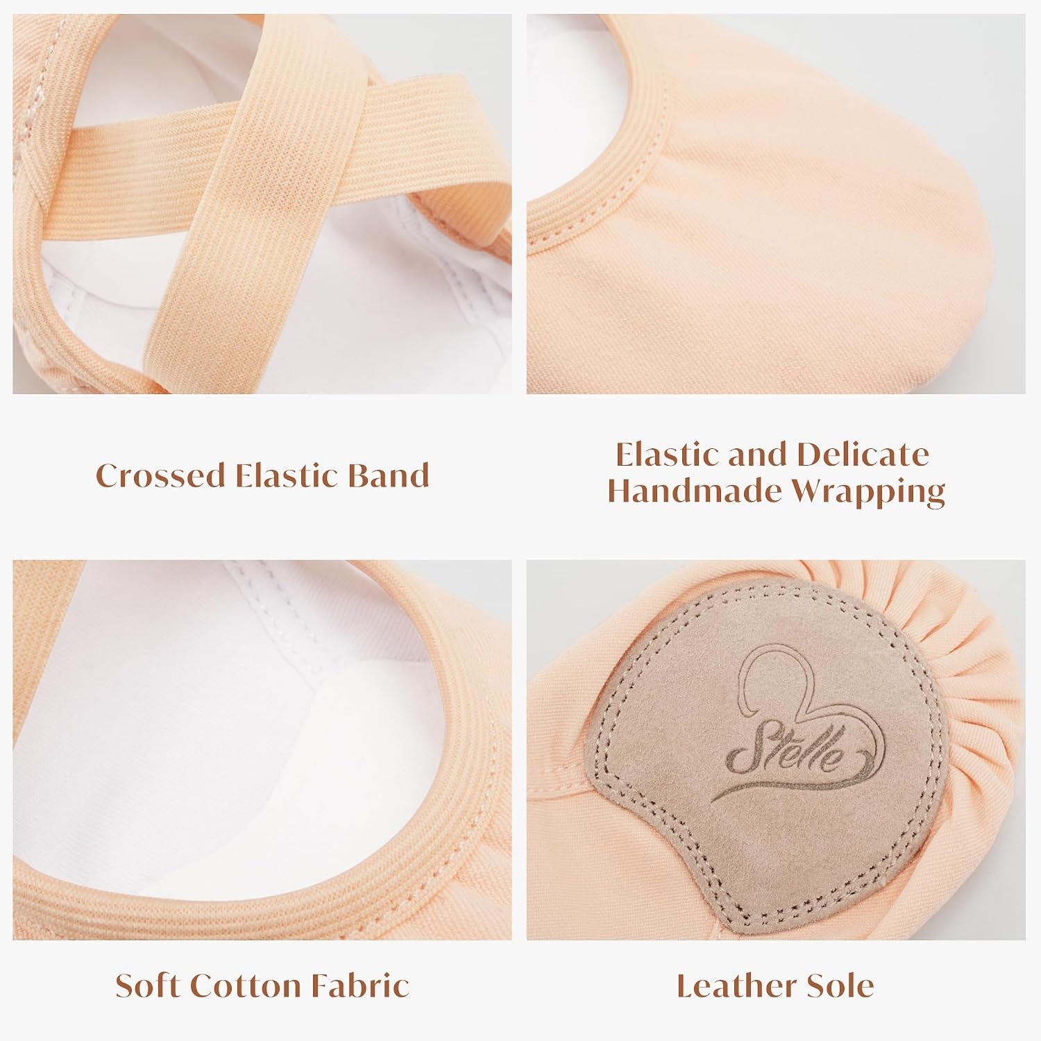 Stelle Ballet Shoes for Women Highly Stretch Canvas Dance Slipper Ballet Mesh Flats Non-Slip Yoga(Ballet Pink)
