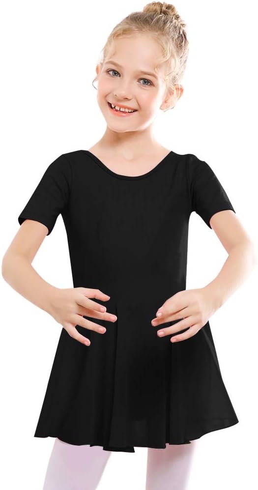 Stelle Ballet Leotards for Girls Toddler Ballet Outfit Dance Leotard Dress(Style 2-black (Bow Back))