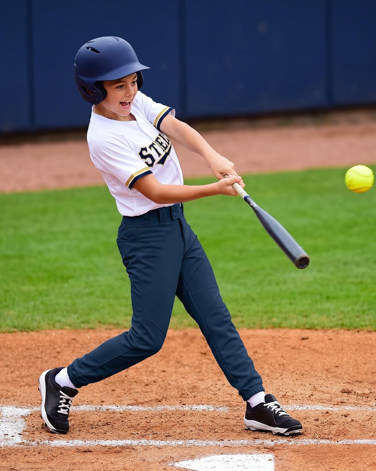 Stelle Boys Baseball Pants Youth with Pockets Kids Tee Ball 6-16 Years(Navy)