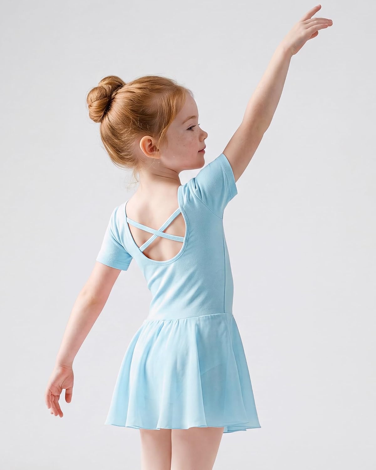 Stelle Girls Criss-Cross Back Leotards Skirt with Tights for Ballet/Dance(Blue)