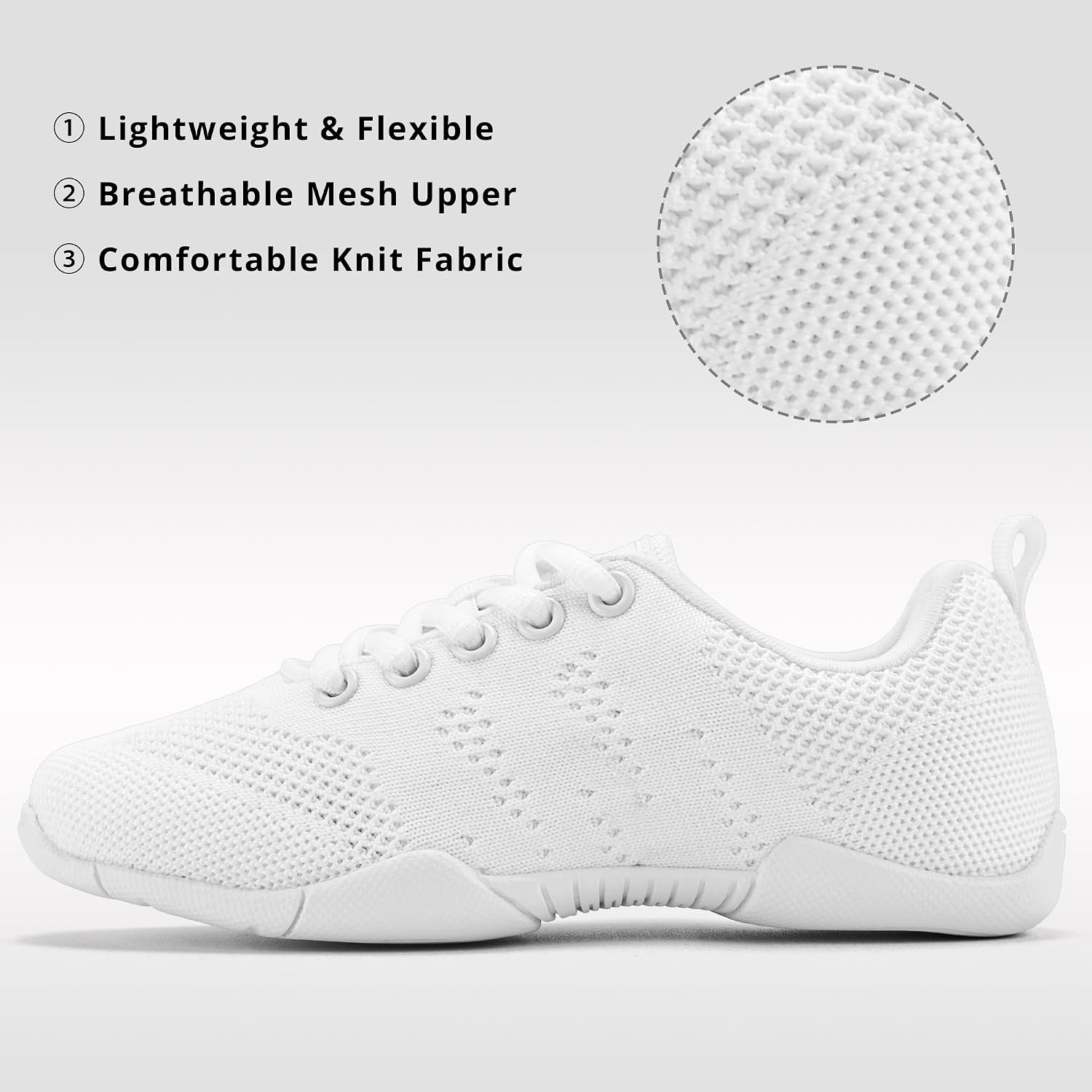 Stelle Cheer Shoes Girls and Women Lightweight Sneakers | Cheerleading Dance Shoes for Youth Athletic Training and Practice – Breathable Flexible Athletic Tennis Shoes(White)