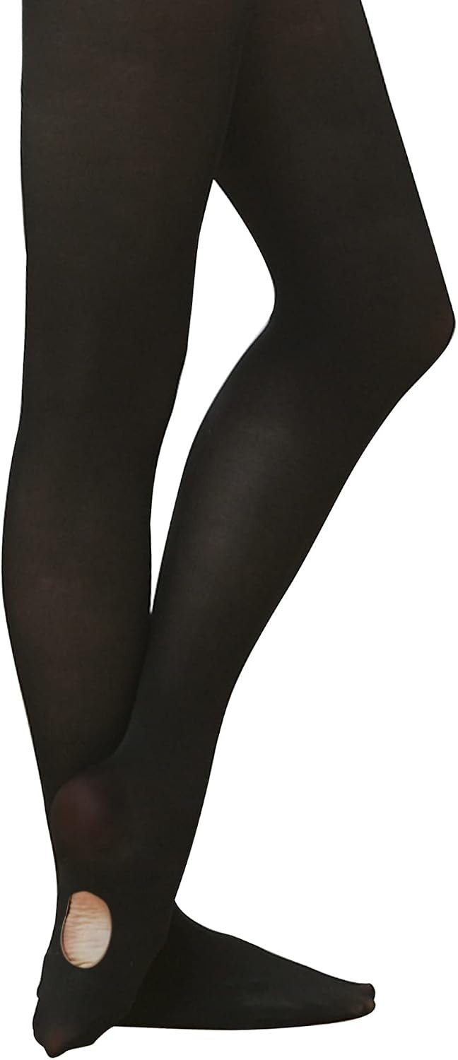 Stelle Girls’ Convertible & Transition Ballet Tights for Toddler Dance Kid | High Waist, Stretch, Opaque, Soft Footless Stockings, Teen & Youth Pantyhose, Ballerina, Class, Studio, Performance, Recital(3-pack-black)