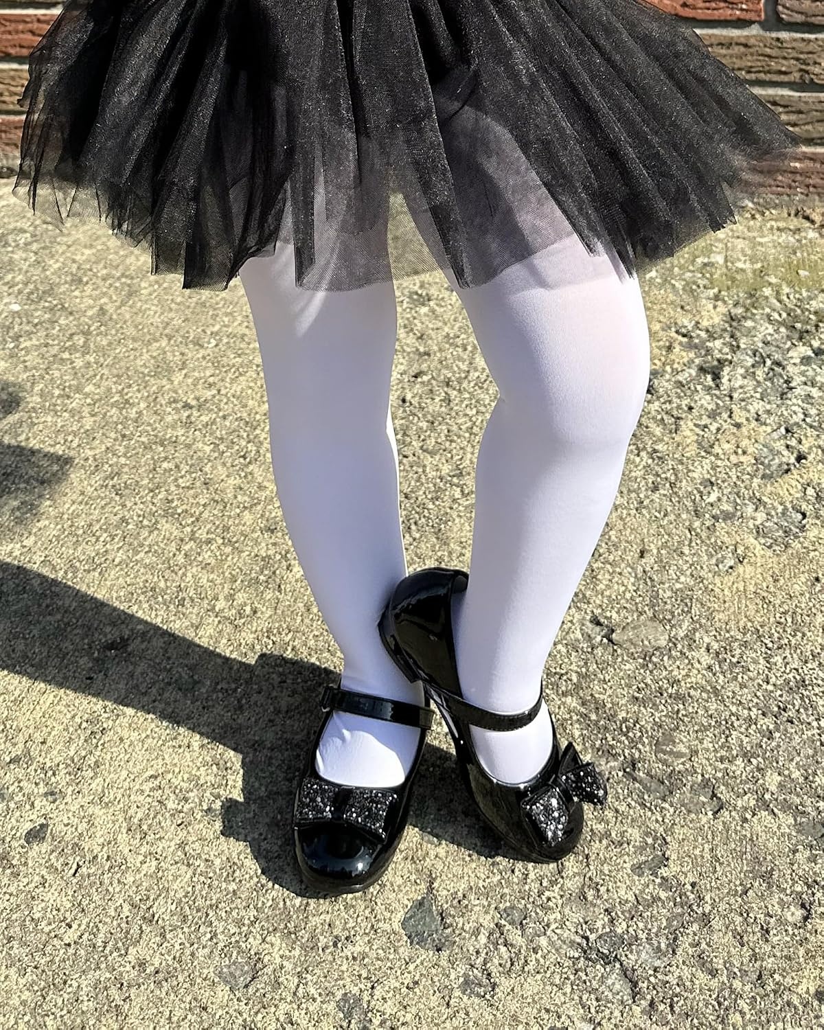 Stelle Girls’ Footed Ballet Tights for Dance Class Toddler Kids 2T-15Y | High Waist, Stretch, Opaque Coverage, Soft Stocking, Teen & Youth Pantyhose, Ballerina, Studio, Stage, Performance, Recital(White)