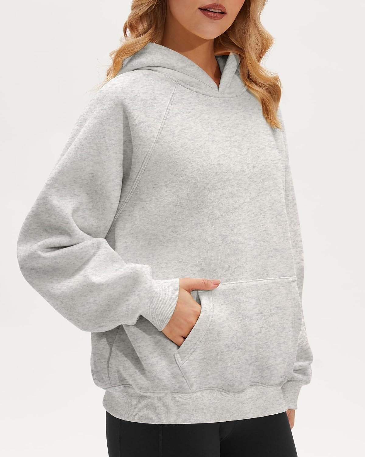 Stelle Women Hoodies Oversized Fleece Long Sleeve Comfy Casual Pullover Sweatshirts 2026 Winter Fall Outfits(Light Heather Grey)
