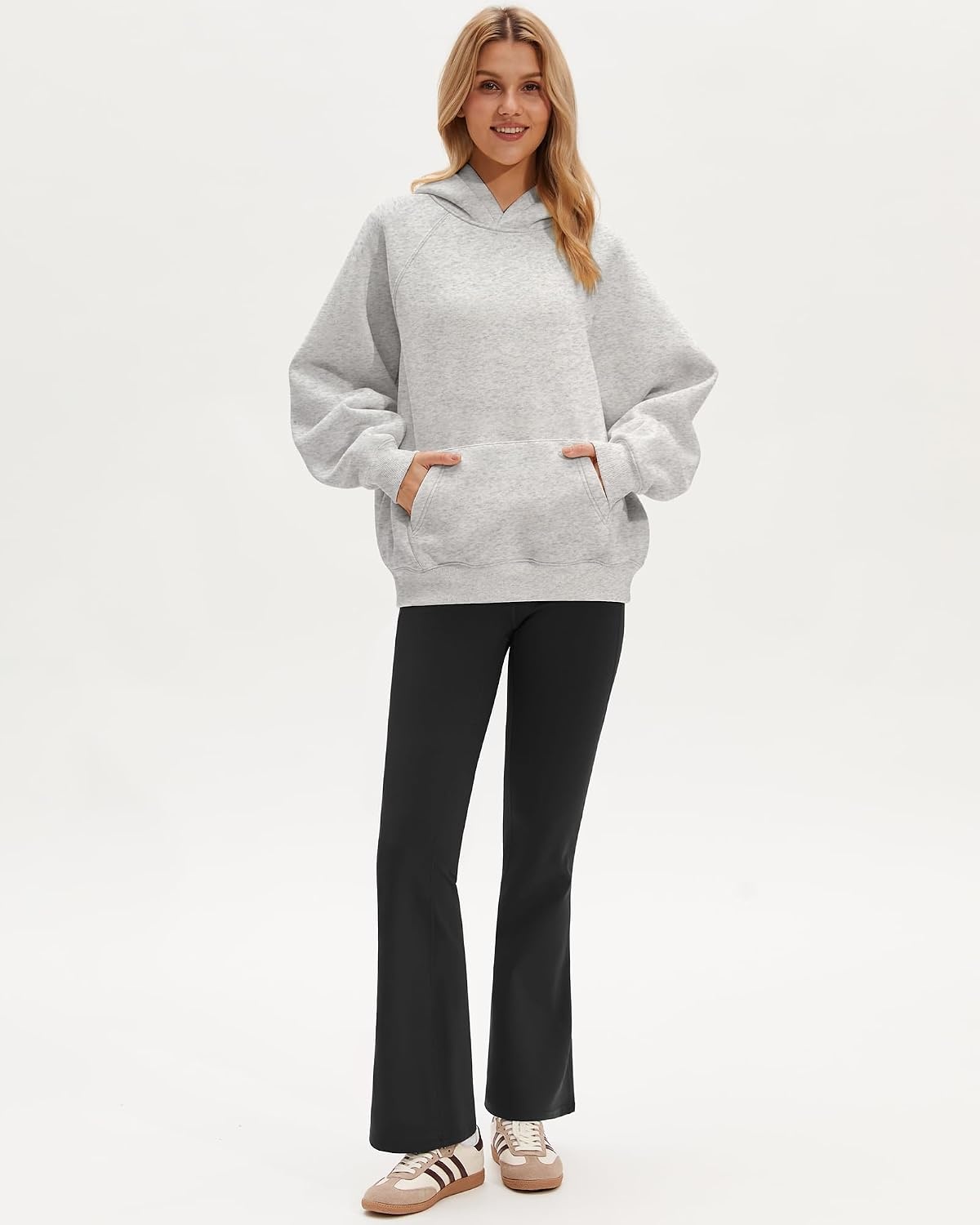 Stelle Women Hoodies Oversized Fleece Long Sleeve Comfy Casual Pullover Sweatshirts 2026 Winter Fall Outfits(Light Heather Grey)