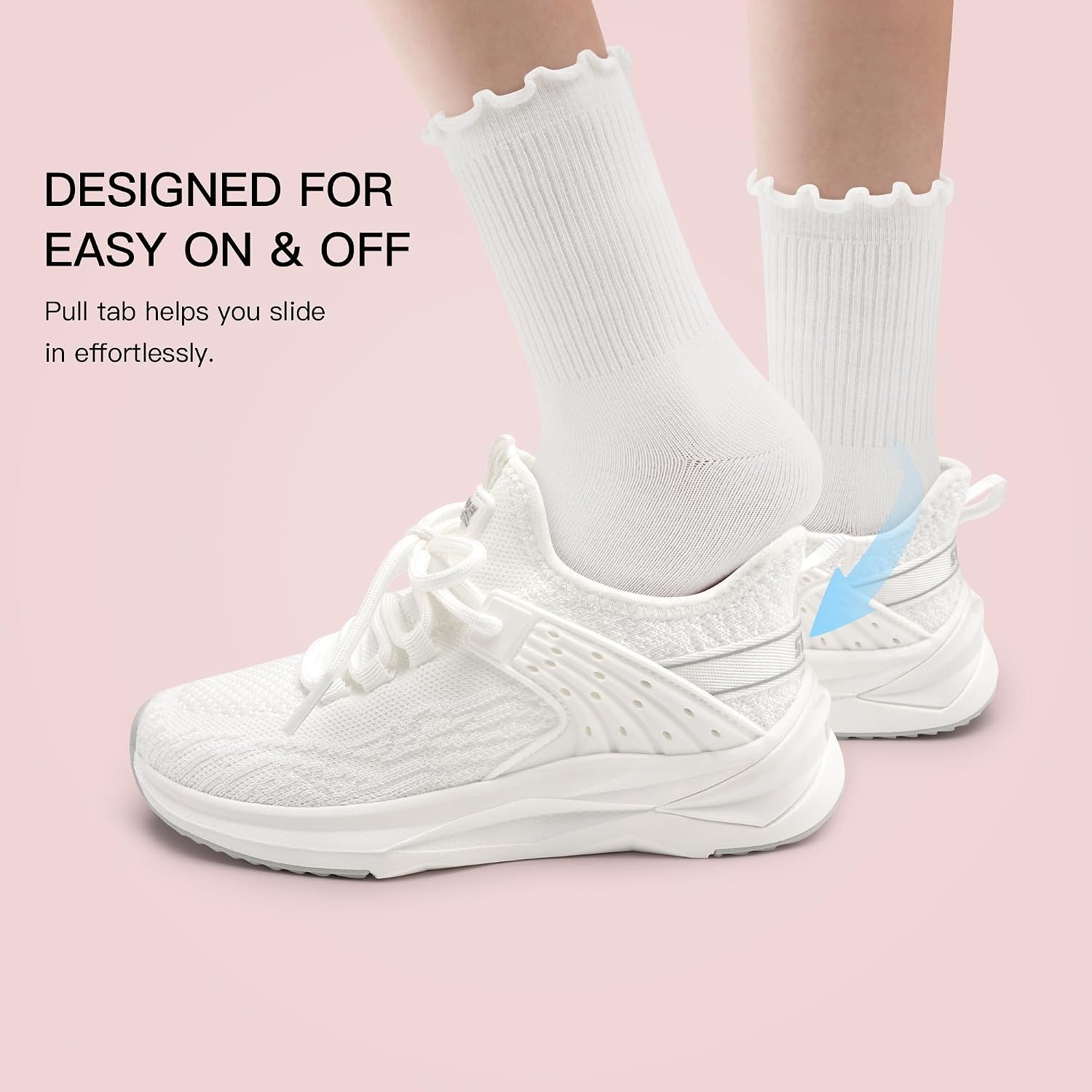 Stelle Girls Tennis Shoes with DIY Charms Slip-on Kids Sneakers(White)