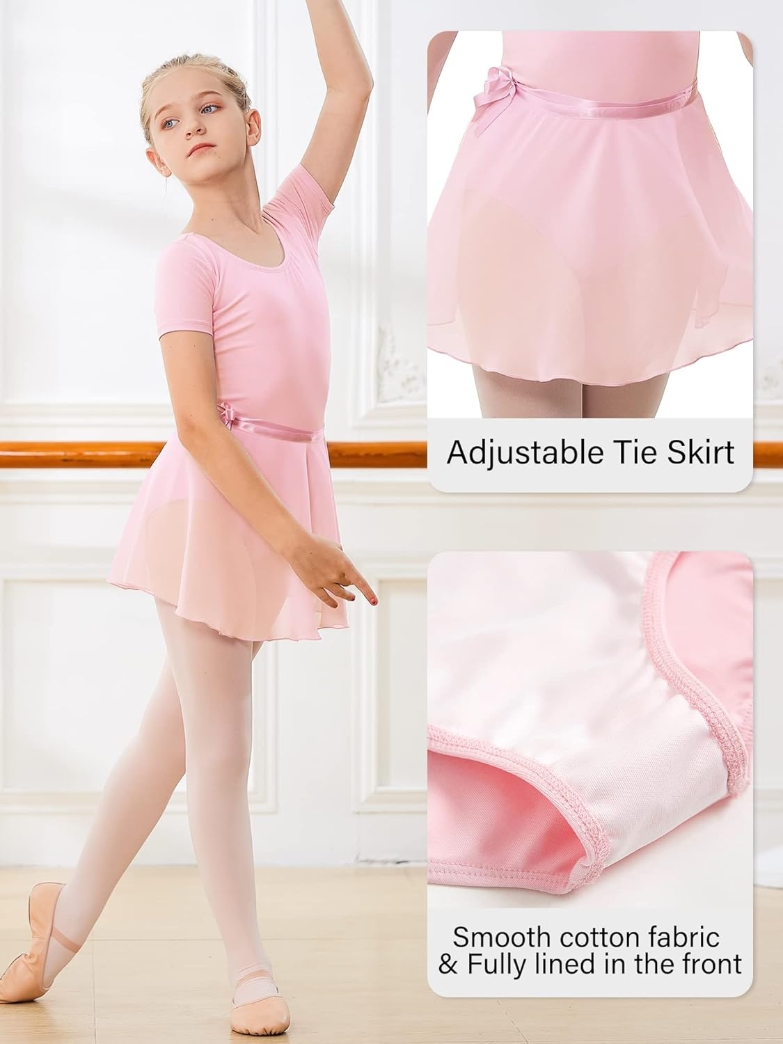 Stelle Ballet Leotards for Girls Toddler Dance Dress Outfit Combo with Skirt and Tights (Toddler/Little Kid/Big Kid)(1-ballet Pink)