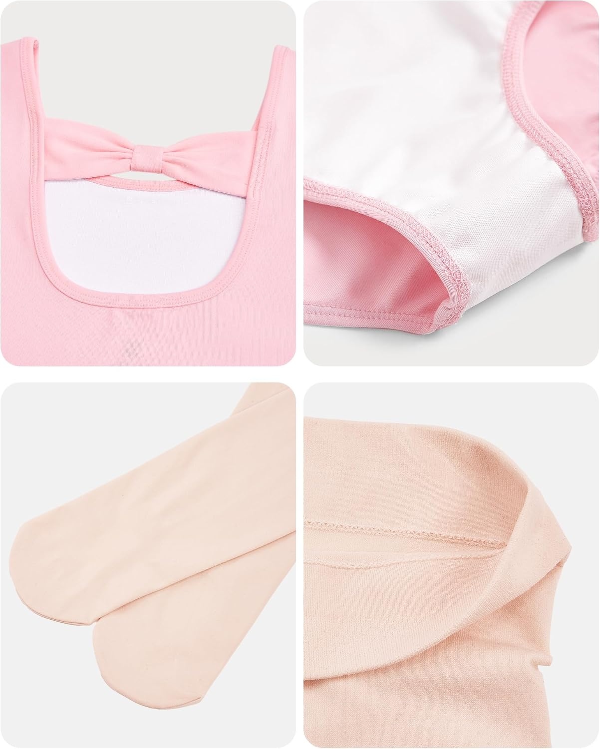 Stelle Girls Bow Back Leotard with Footed Tight for Ballet/Dance/Gymnastics | Short sleeve, Fully lined front, Bow back, Ballet/Dance/Gymnastics Leotards, Footed tights, High elasticity & durable(Ballet Pink)