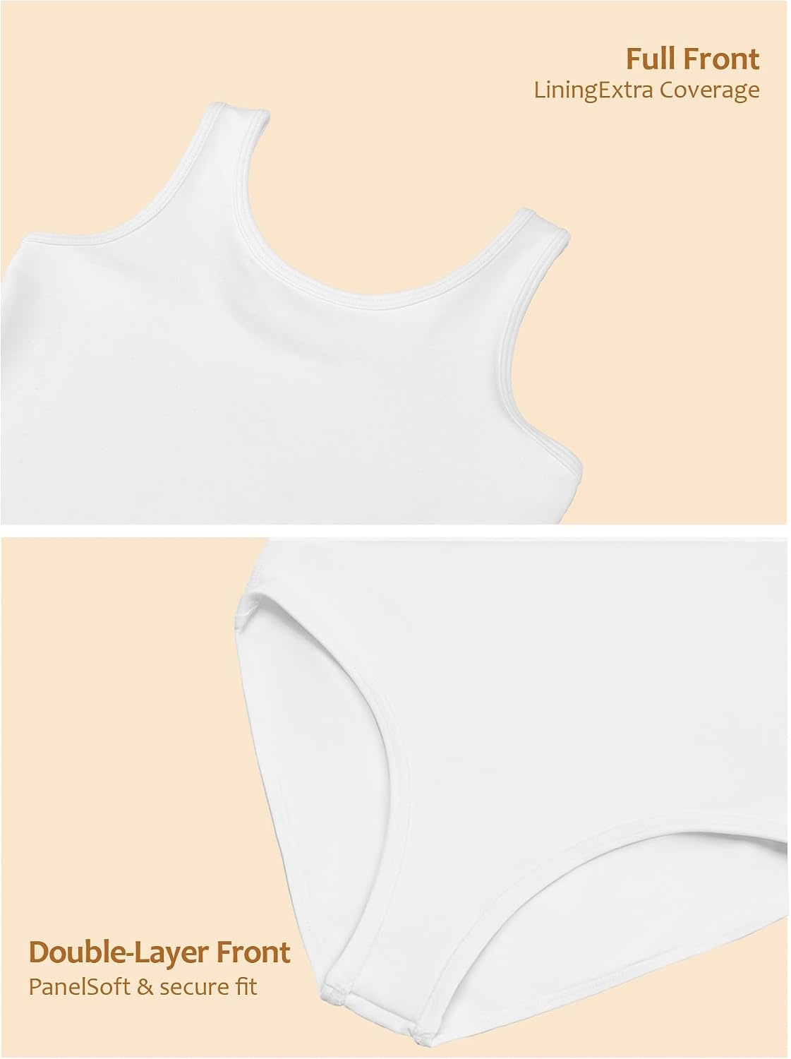 Stelle Leotards for Girls Sleeveless Scoop Neck Dance Ballet Tank Leotard Gymnastics Outfits(White)