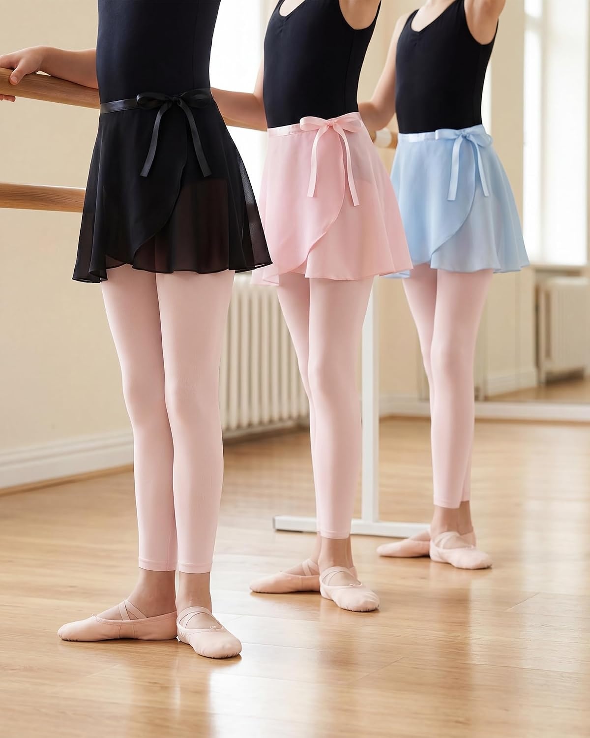 Stelle Footless Dance Tights for Girls Ballet Kids Toddler 2T-15Y(Pink)