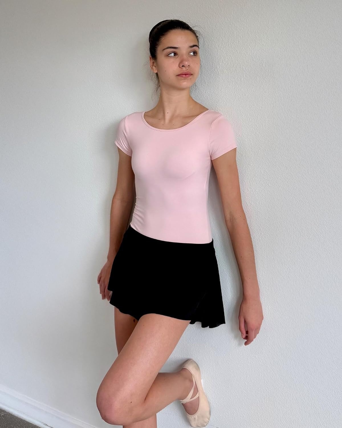 Stelle Ballet Skirt Women Pull On Dance Wrap Skirts Adult Ballerina Outfit(Black)