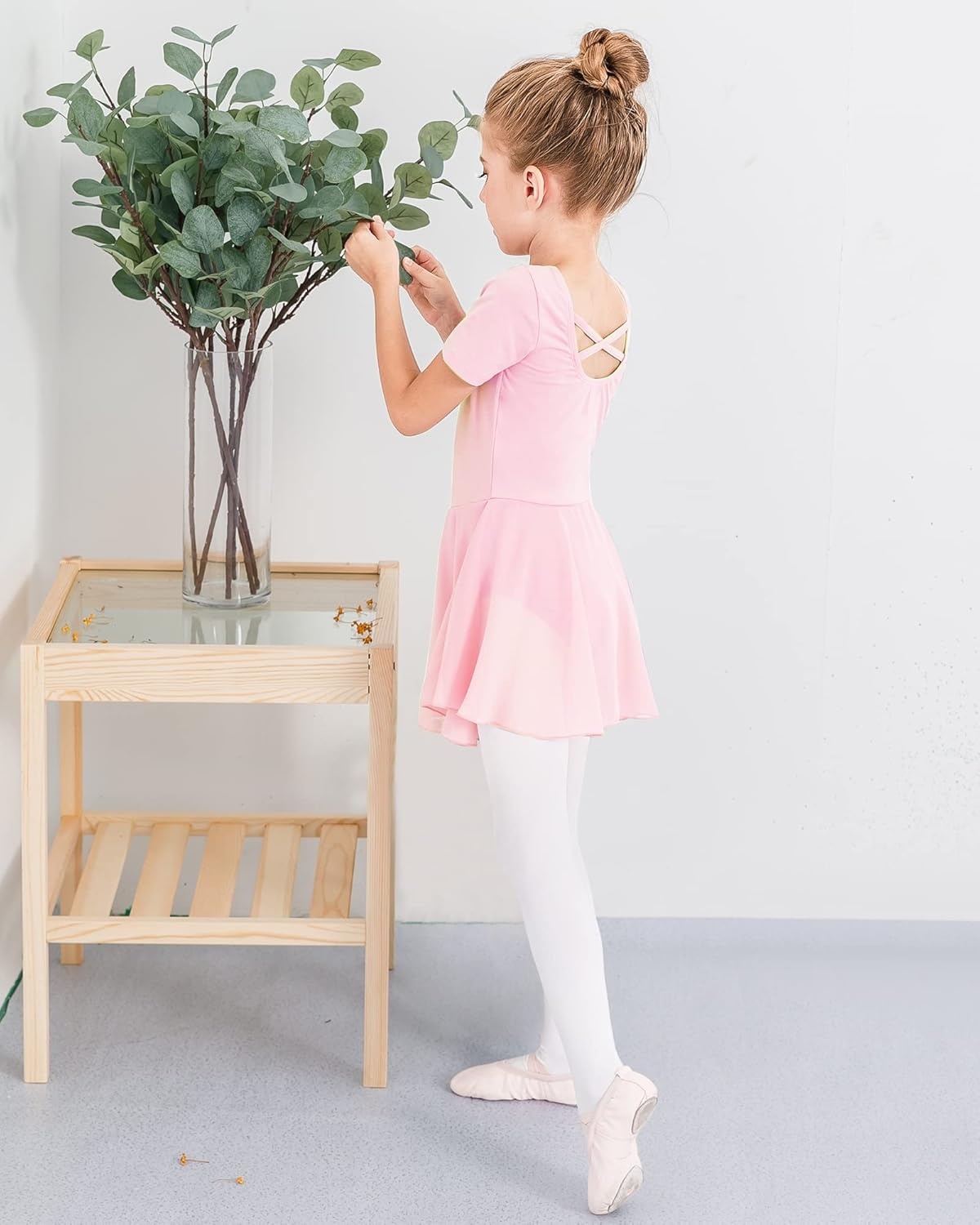 Stelle Ballet Leotards for Girls Dance Leotard with Skirt Toddler Ballet Outfit Criss-Cross Bow Back (Little/Big Kid)(Style 1-ballet Pink(cross Back))