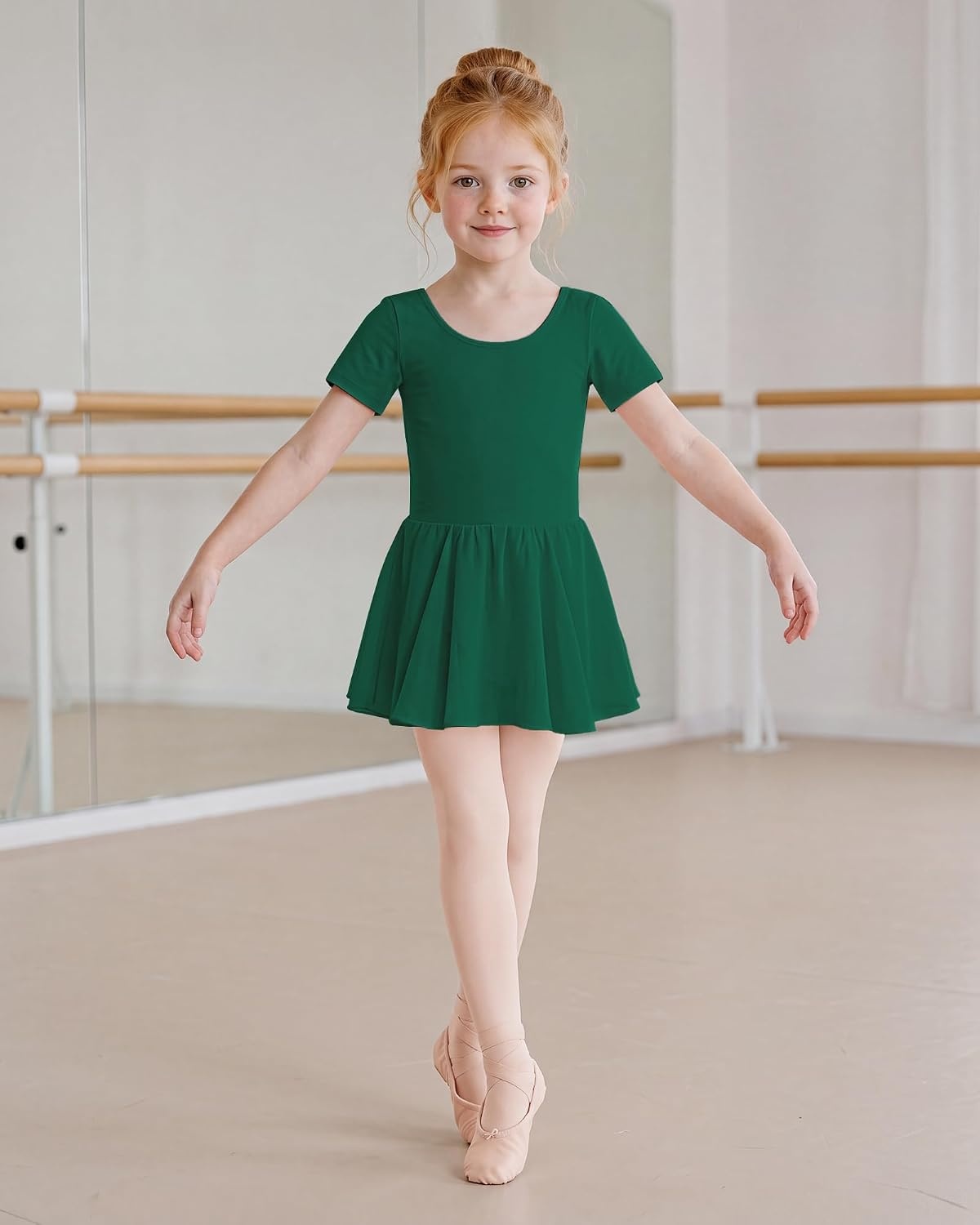 Stelle Girls Criss-Cross Back Leotards Skirt with Tights for Ballet/Dance(Green)
