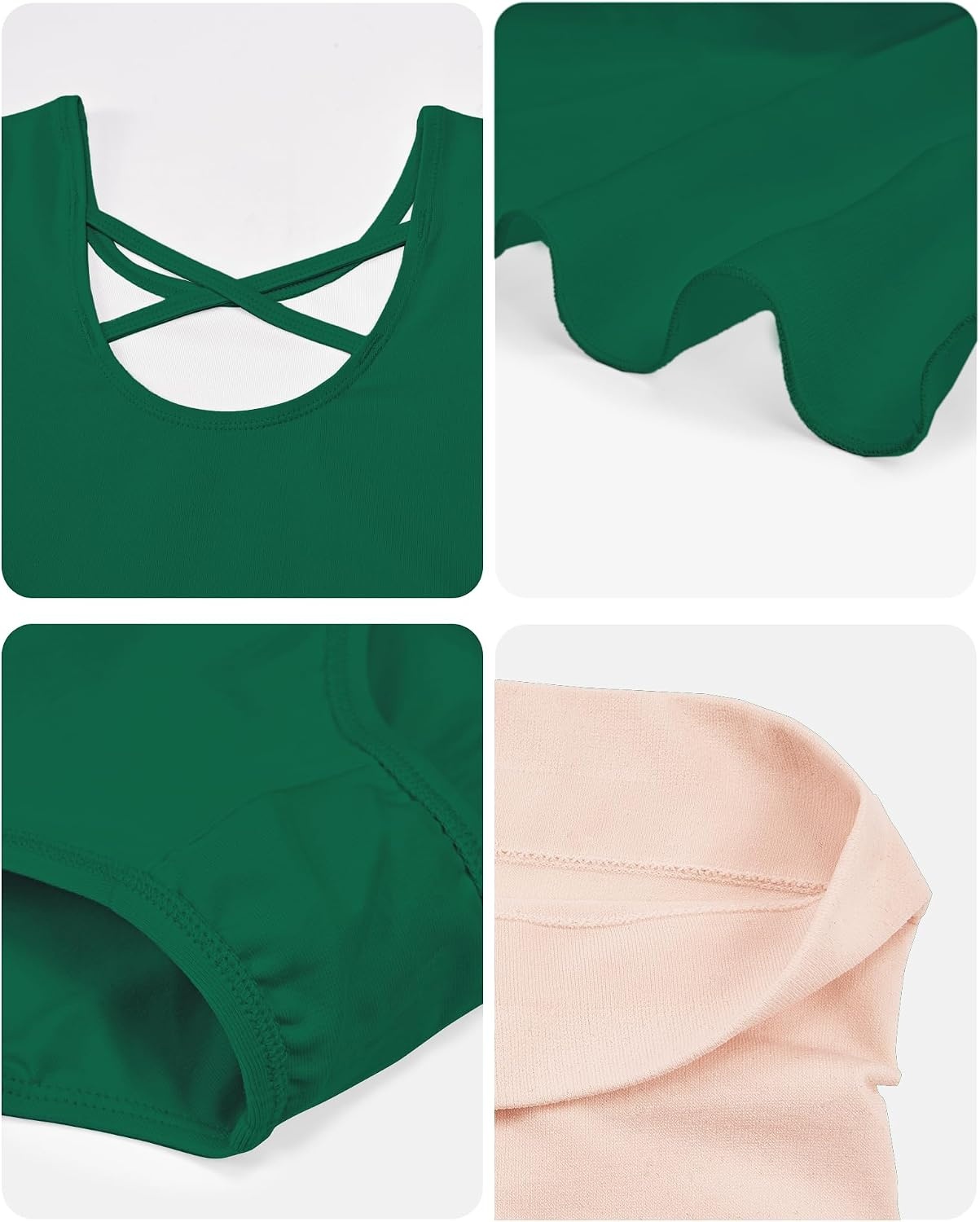 Stelle Girls Criss-Cross Back Leotards Skirt with Tights for Ballet/Dance(Green)