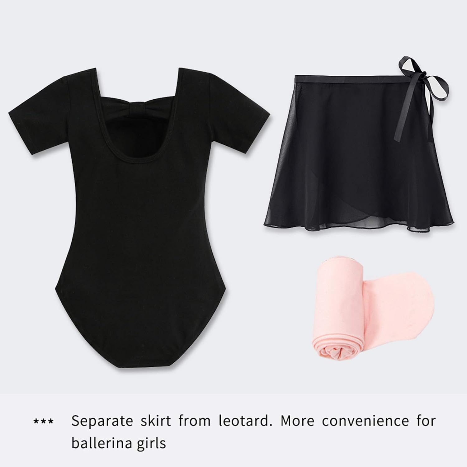 Stelle Ballet Leotards for Girls Toddler Dance Dress Outfit Combo with Skirt and Tights (Toddler/Little Kid/Big Kid)(2-black (Bow Back))